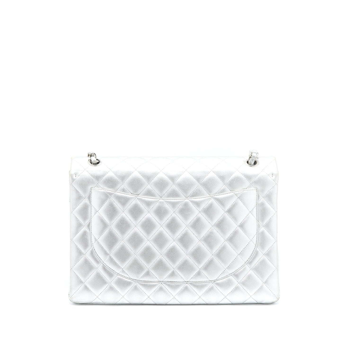 Chanel Maxi Classic Single Flap Bag Lambskin Silver