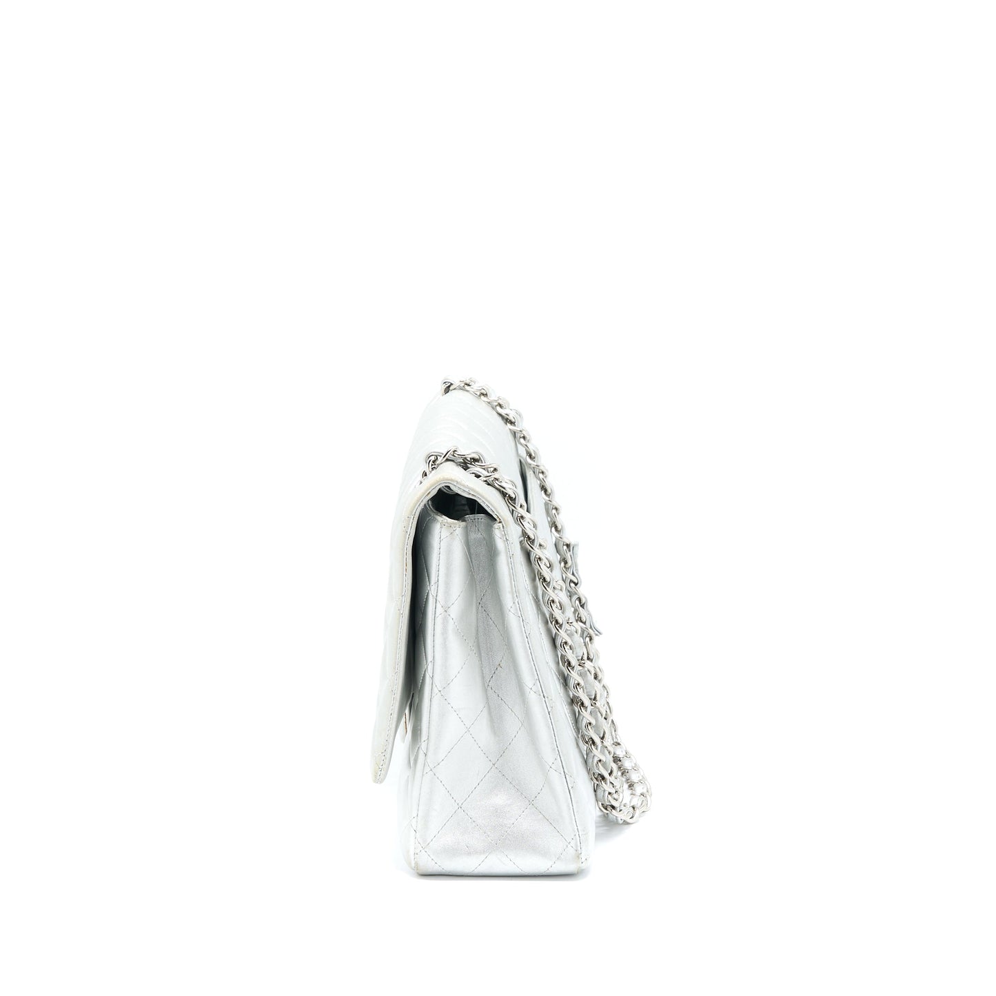 Chanel Maxi Classic Single Flap Bag Lambskin Silver