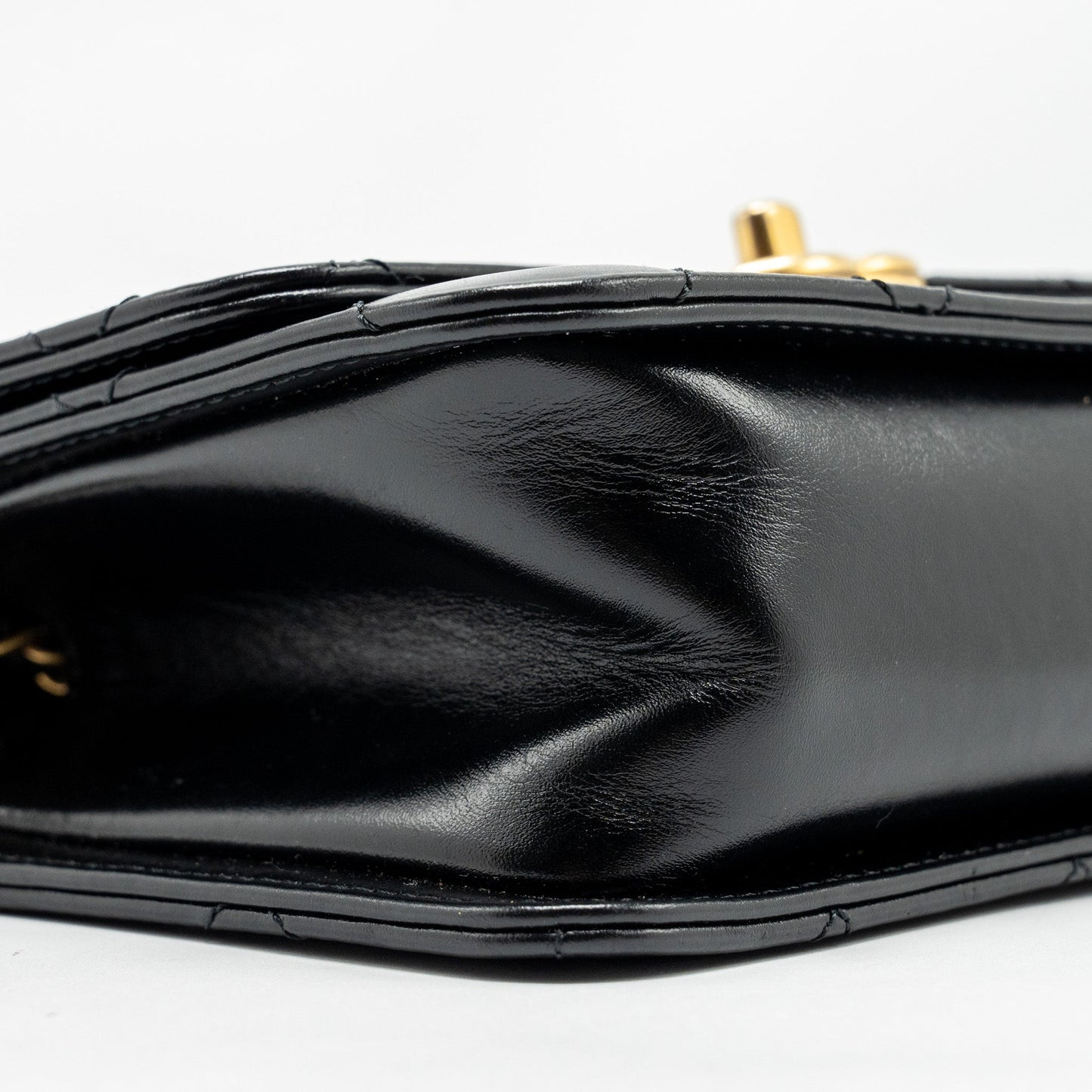 Chanel gold crush mini flap bag calfskin black  (microchip)
