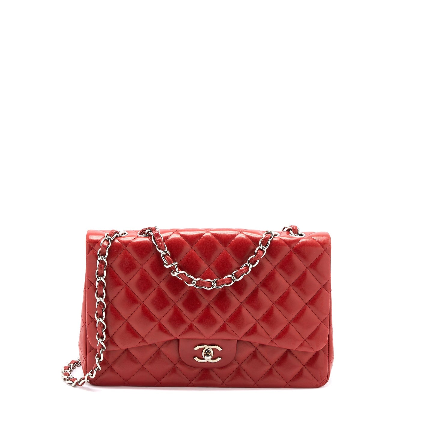 Chanel Classic Jumbo Single Flap Bag Lambskin Red