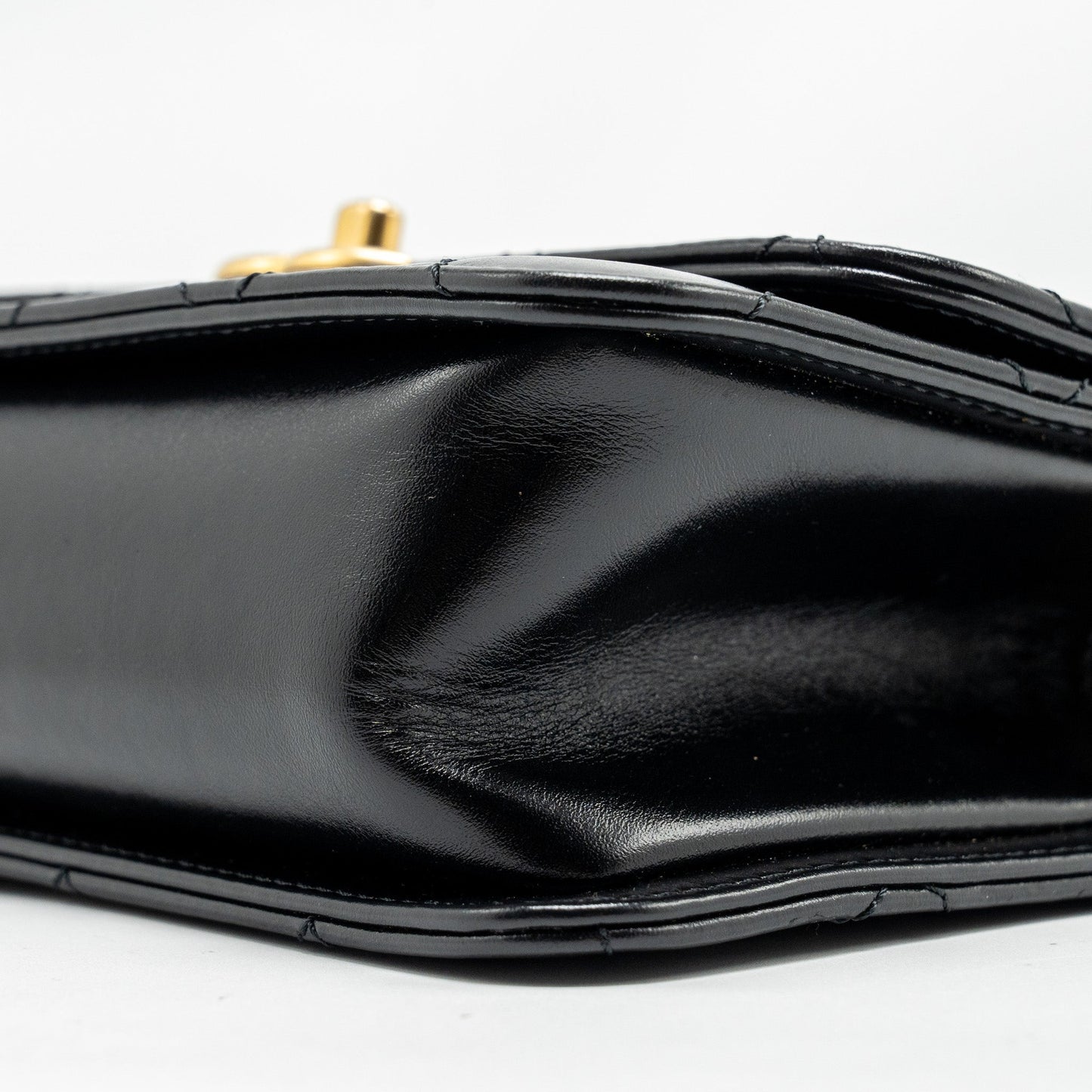 Chanel gold crush mini flap bag calfskin black  (microchip)