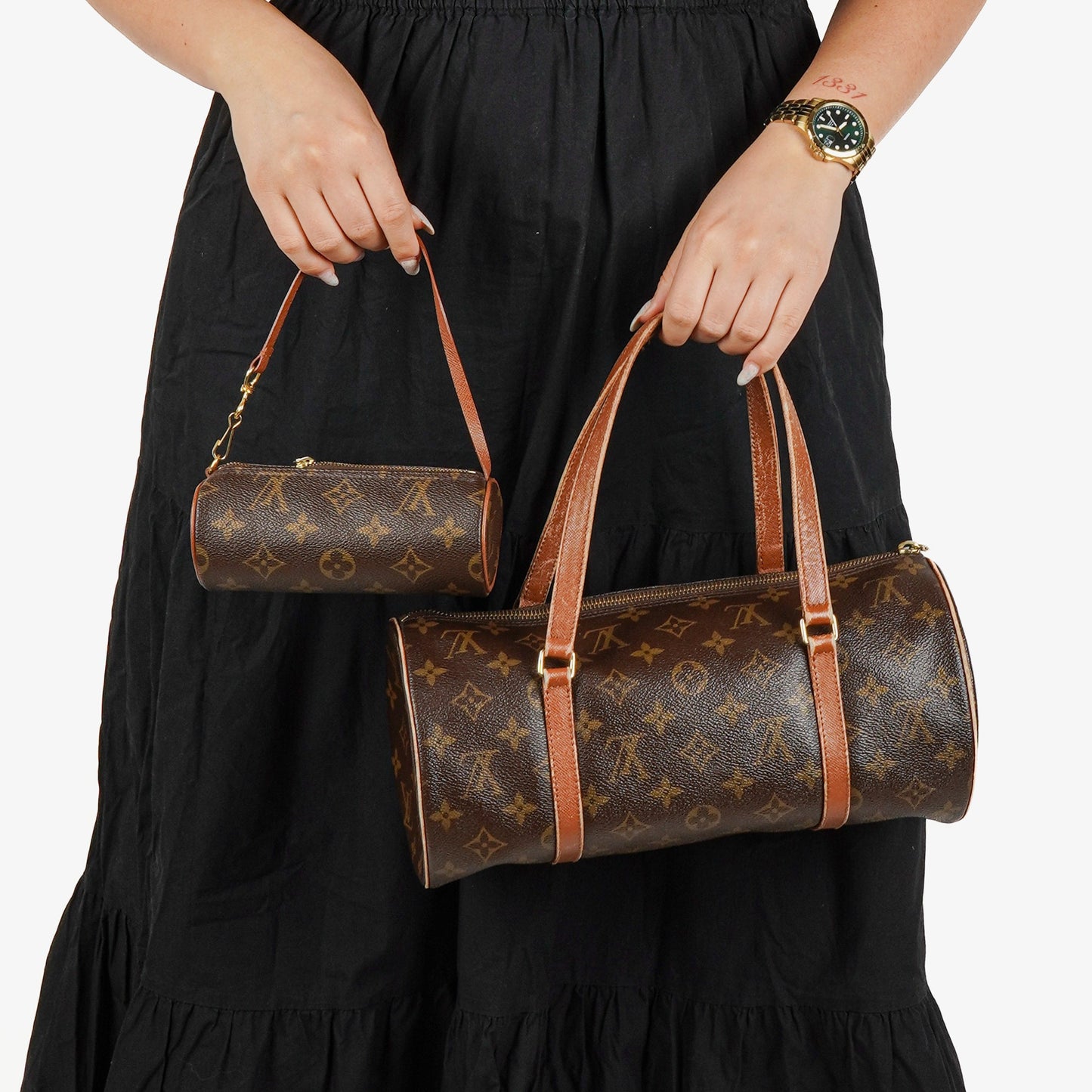 Louis Vuitton Papillon 30  Monogram Canvas Handbag With Mini Papillon Pochette