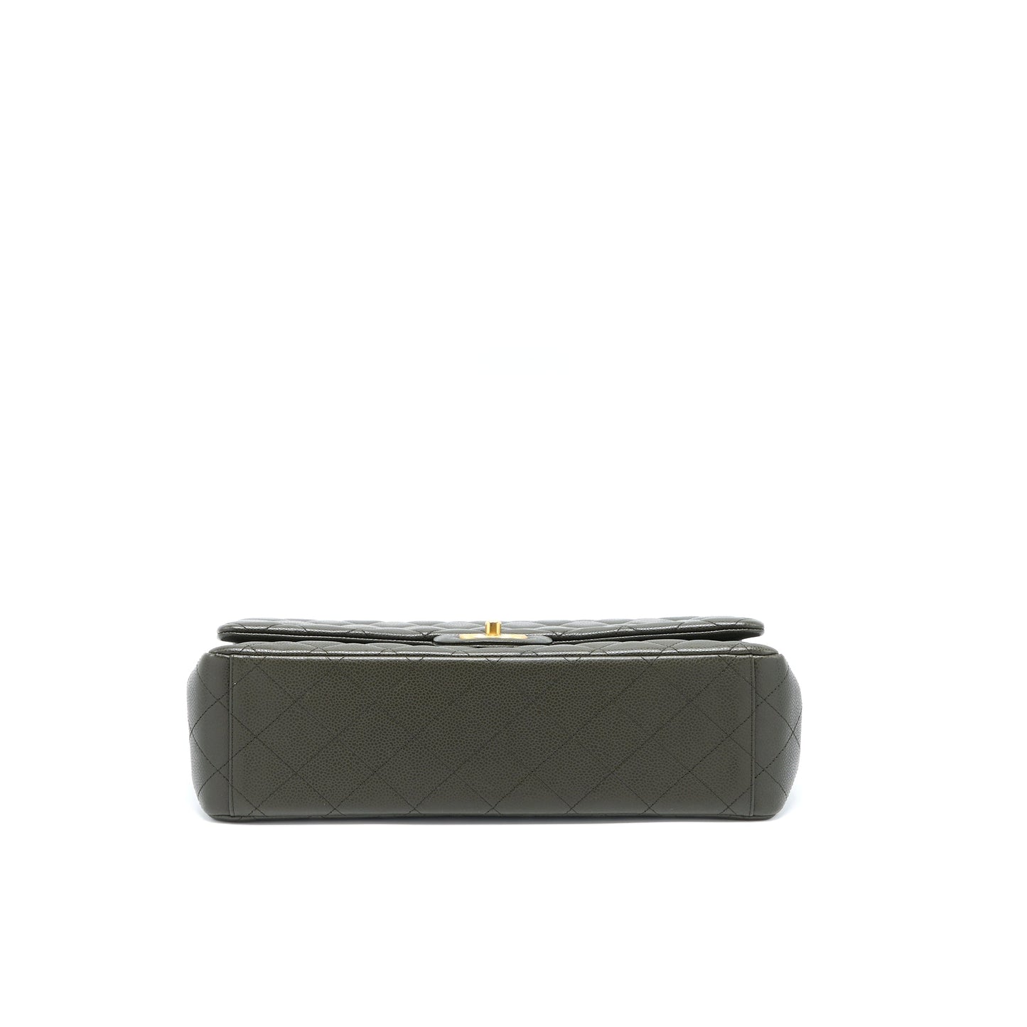 Chanel Maxi Classic Double Flap Bag Caviar Olive Green Brushed
