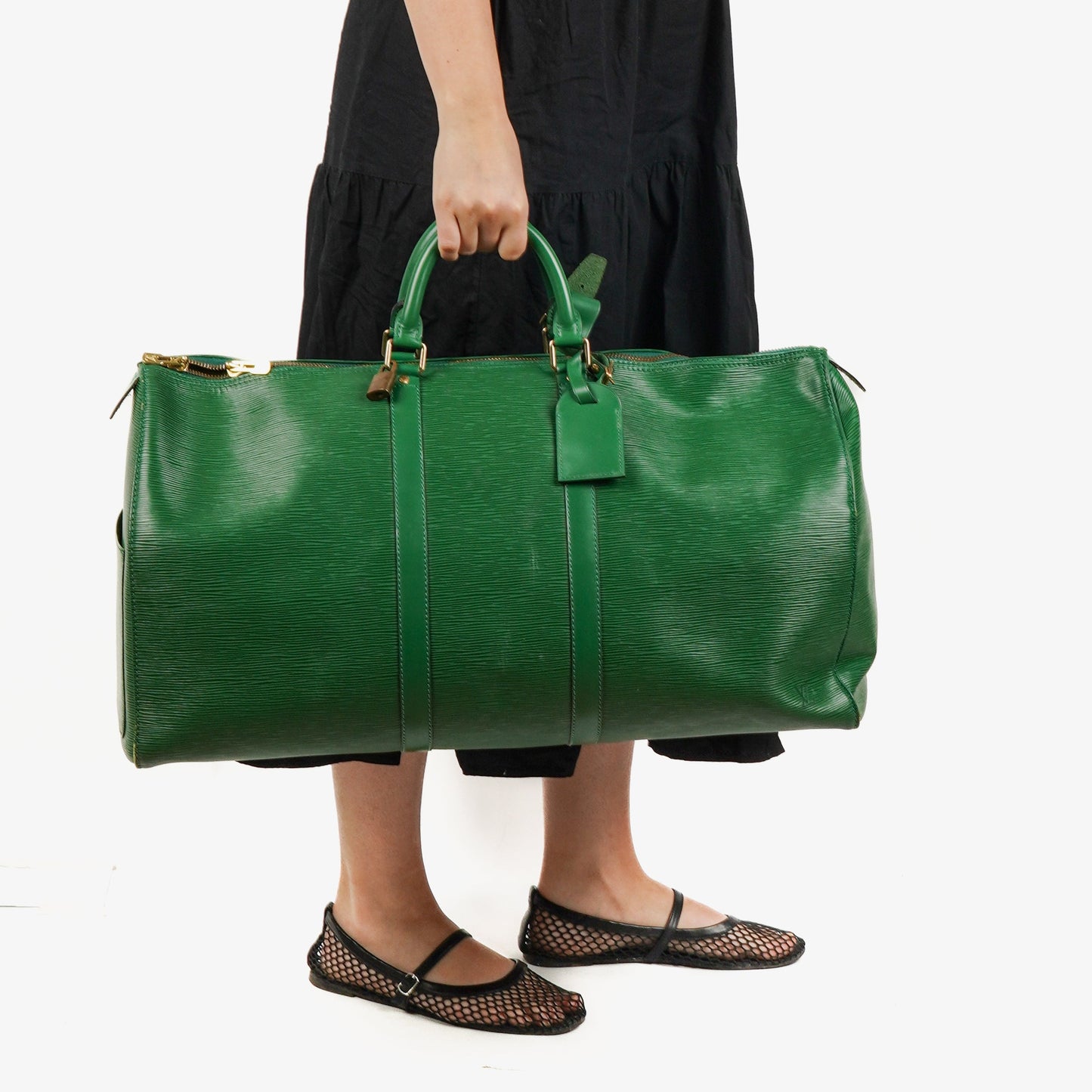Louis Vuitton Keepall 55 Green EpI Leather Travel Bag