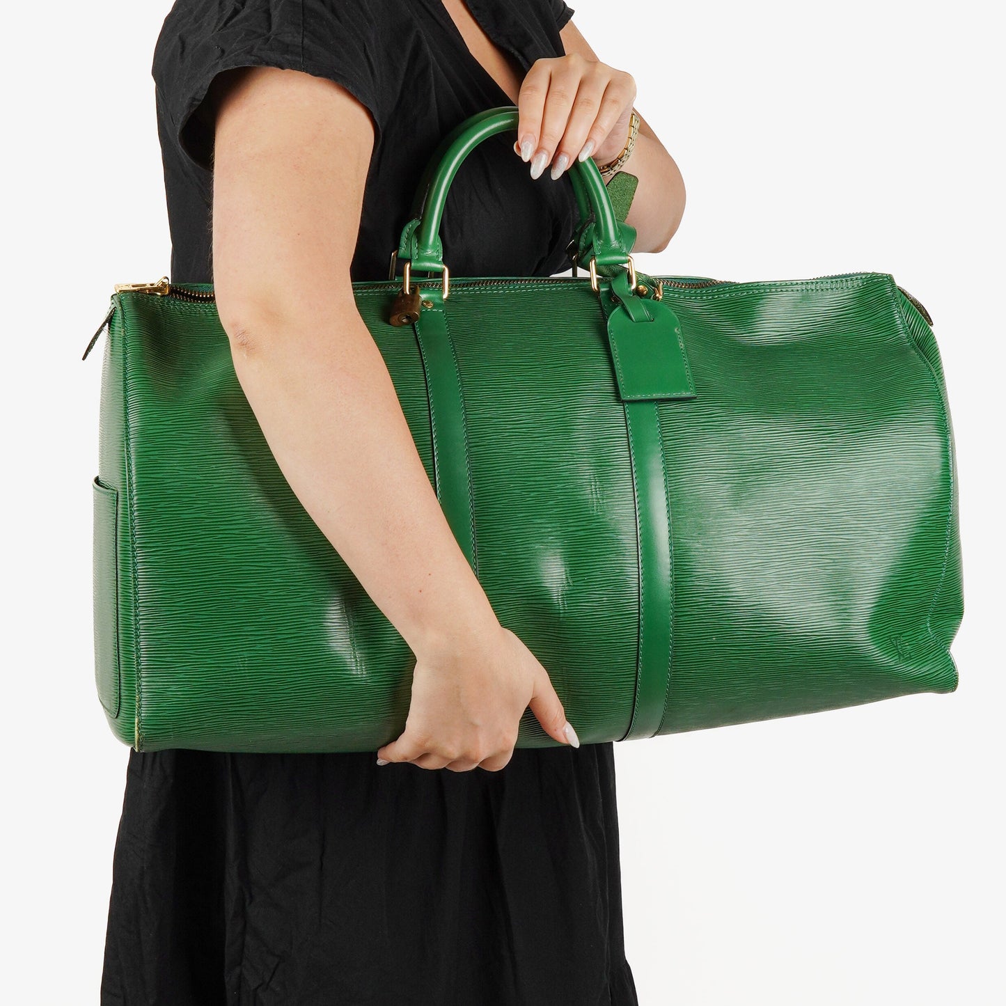 Louis Vuitton Keepall 55 Green EpI Leather Travel Bag