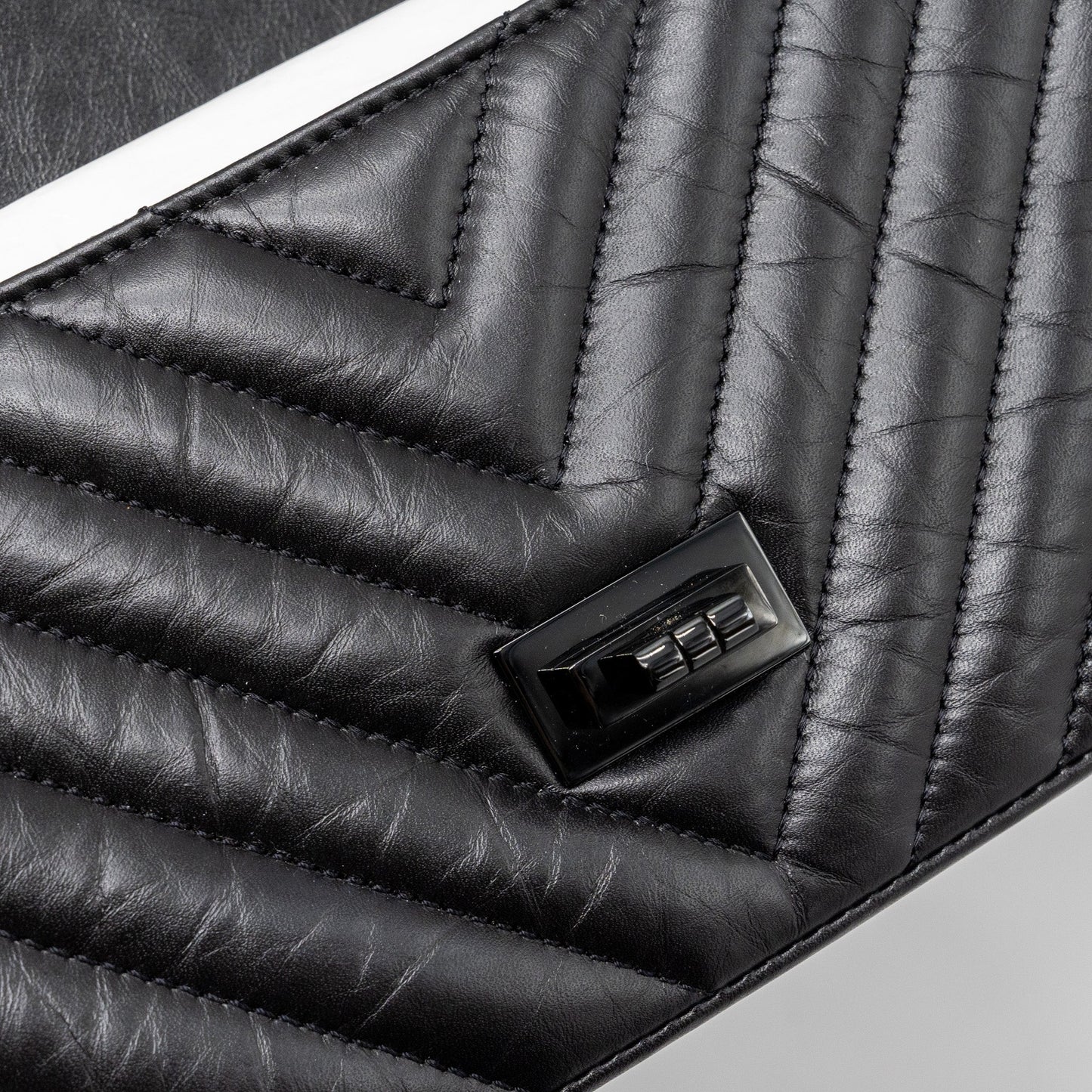 Chanel Mini 2.55 Reissue Flap Bag Chevron Calfskin So Black