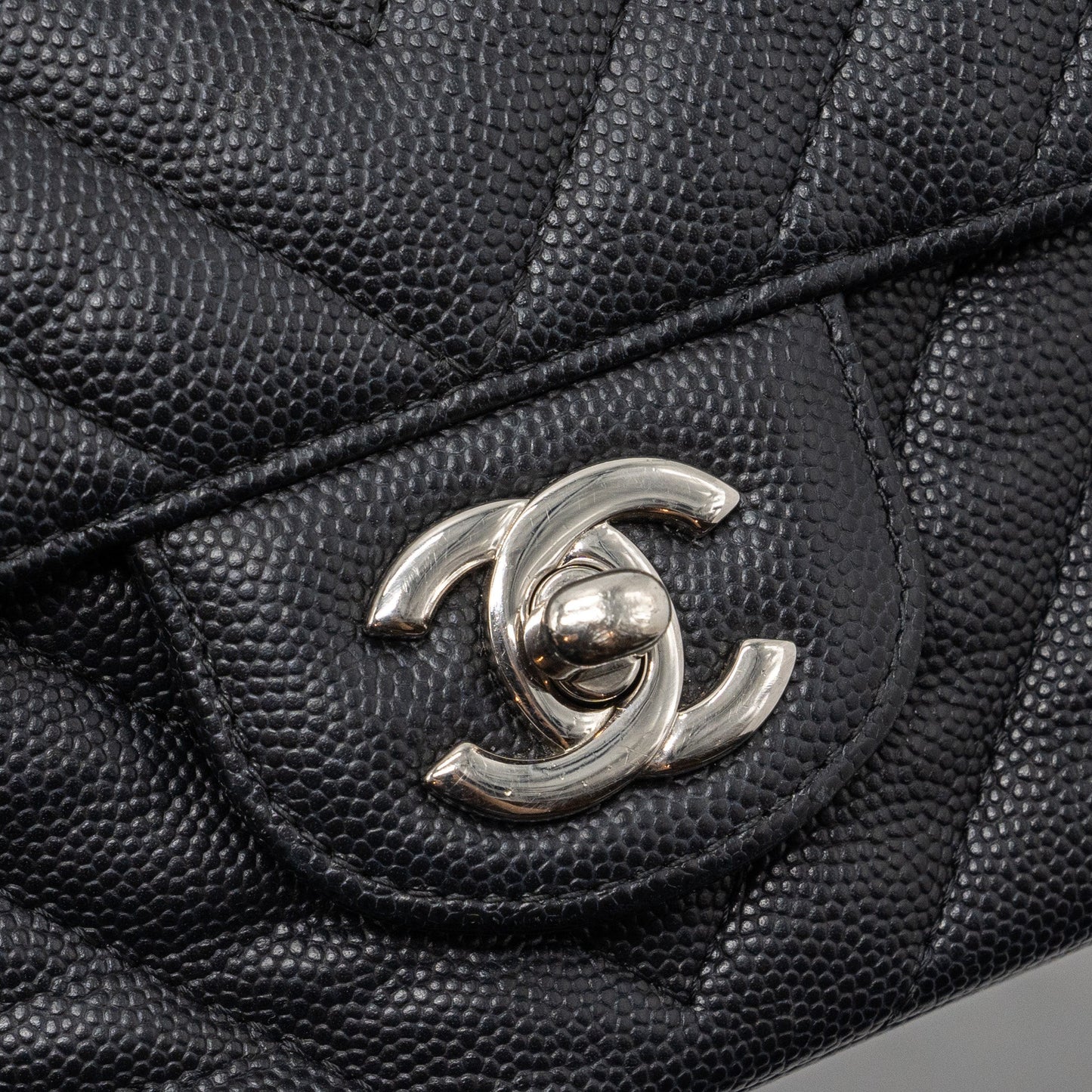 Chanel Mini Rectangular Flap Bag Chevron Caviar Black