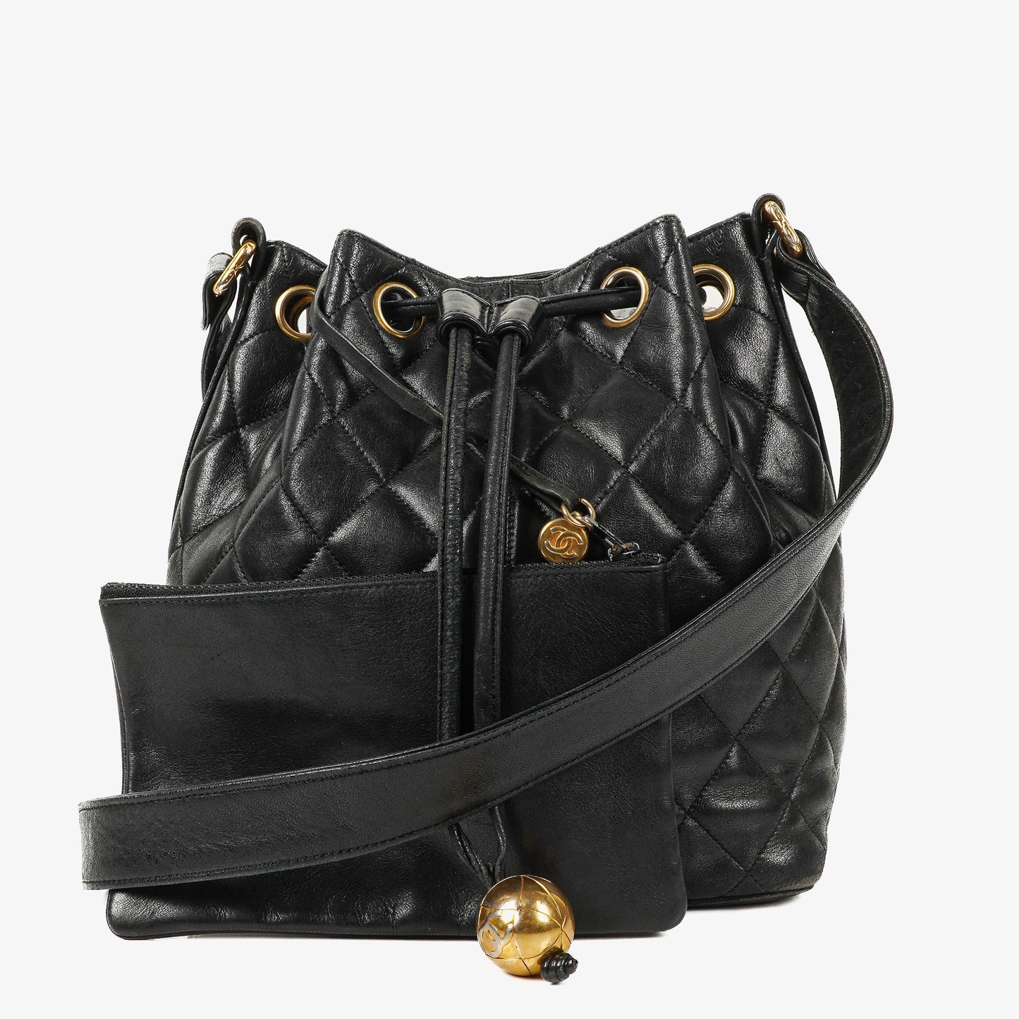 Chanel Black Quilted Leather Bucket Bag