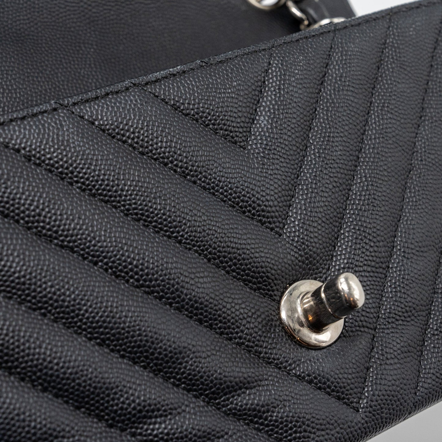 Chanel Mini Rectangular Flap Bag Chevron Caviar Black