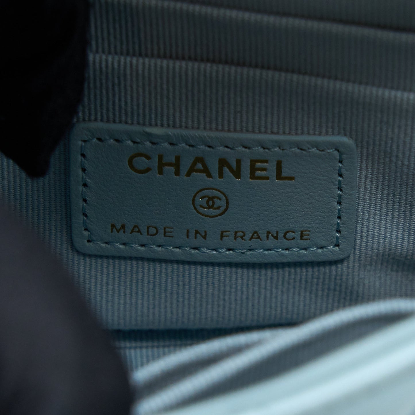 Chanel Mini Top Handle Flap Bag Lambskin Light Blue L