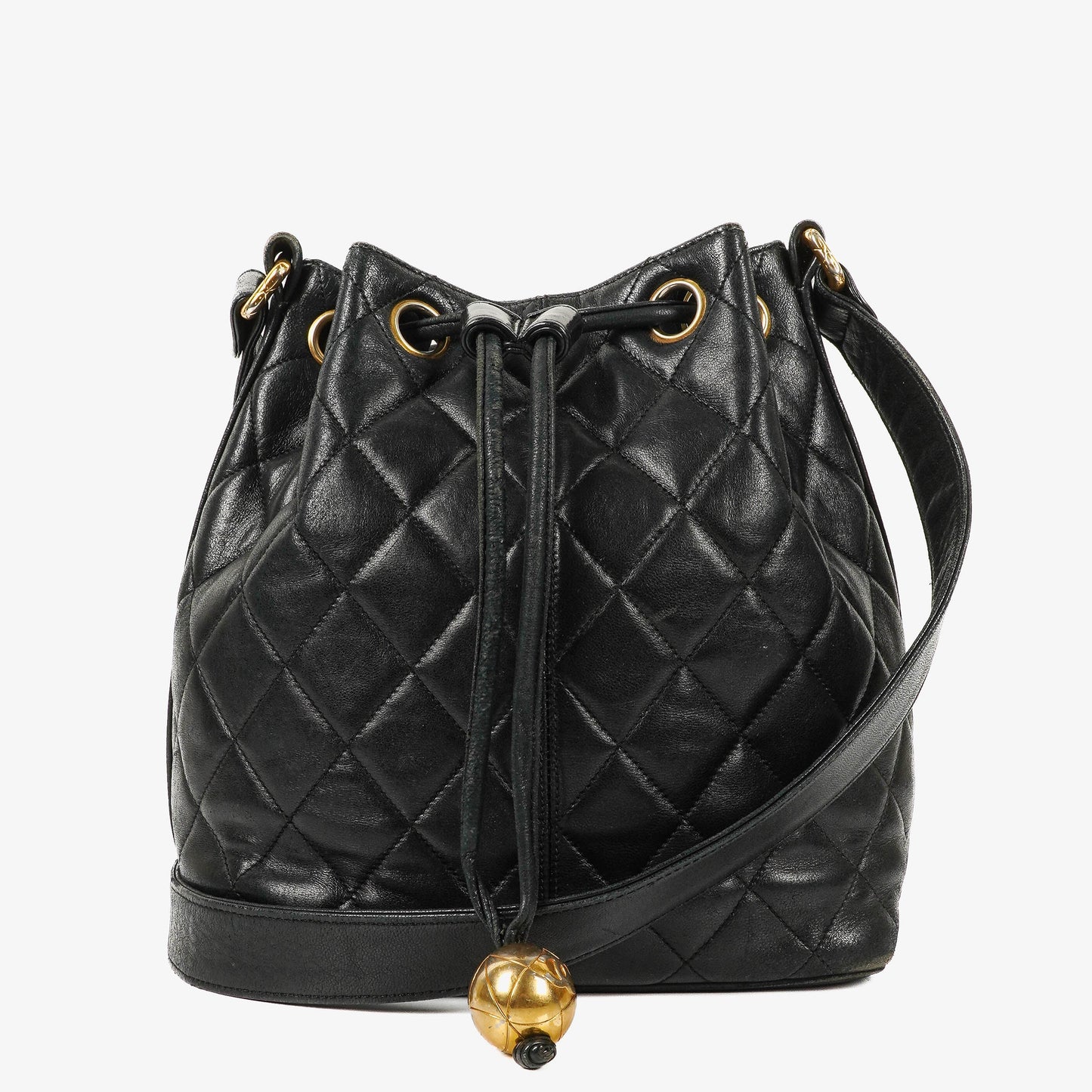 Chanel Black Quilted Leather Bucket Bag