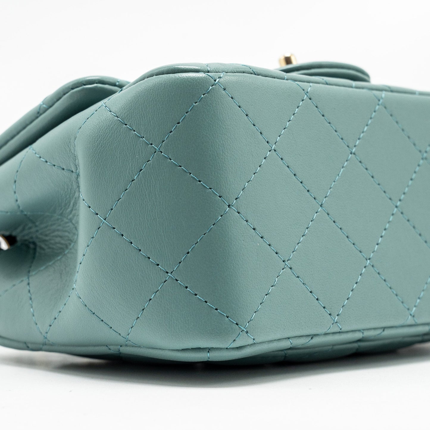 Chanel Mini Square Flap Bag Lambskin Green L (Microchip)