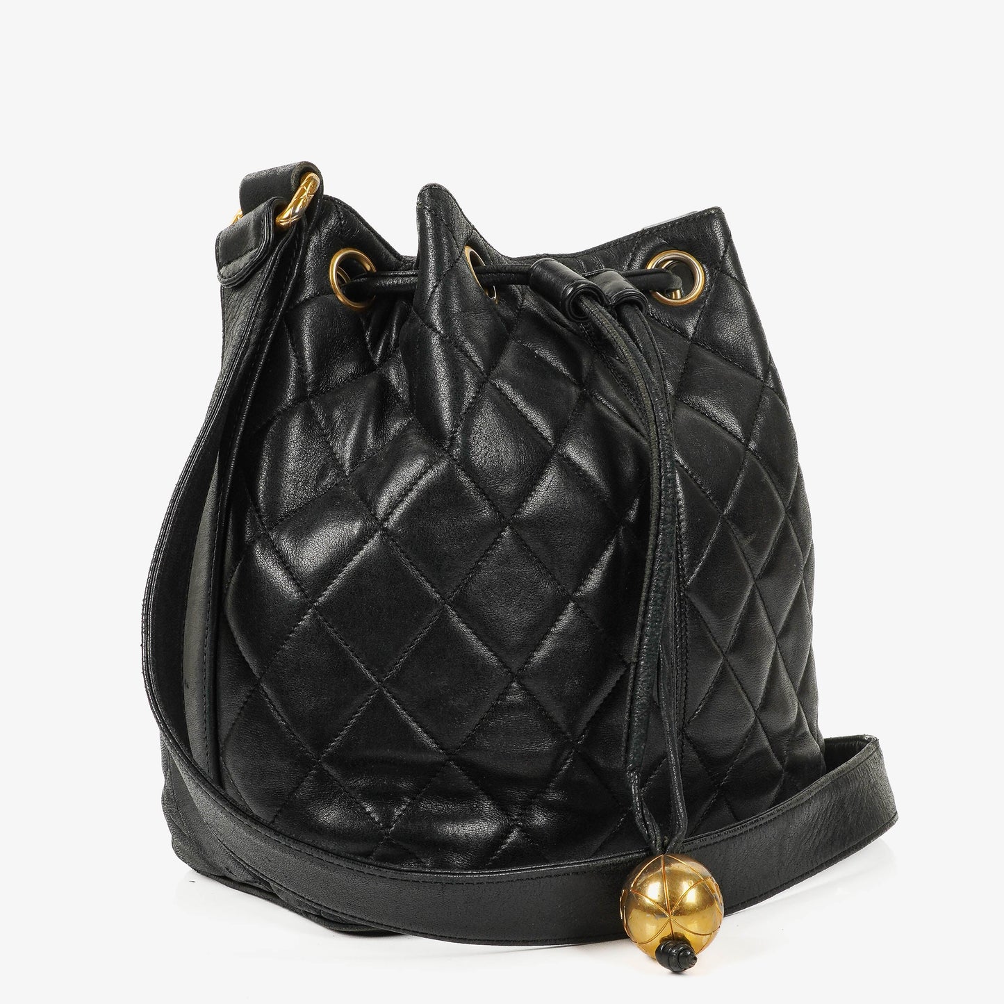 Chanel Black Quilted Leather Bucket Bag