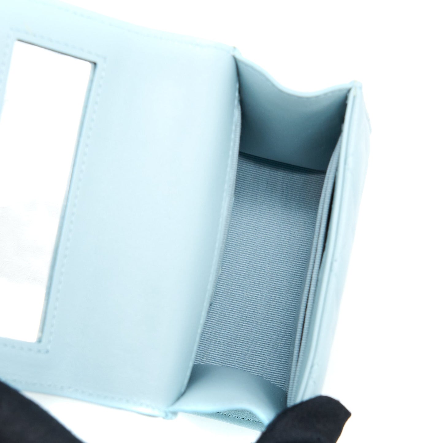 Chanel Mini Top Handle Flap Bag Lambskin Light Blue L