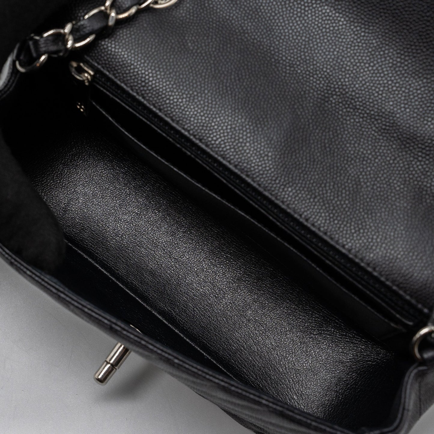 Chanel Mini Rectangular Flap Bag Chevron Caviar Black