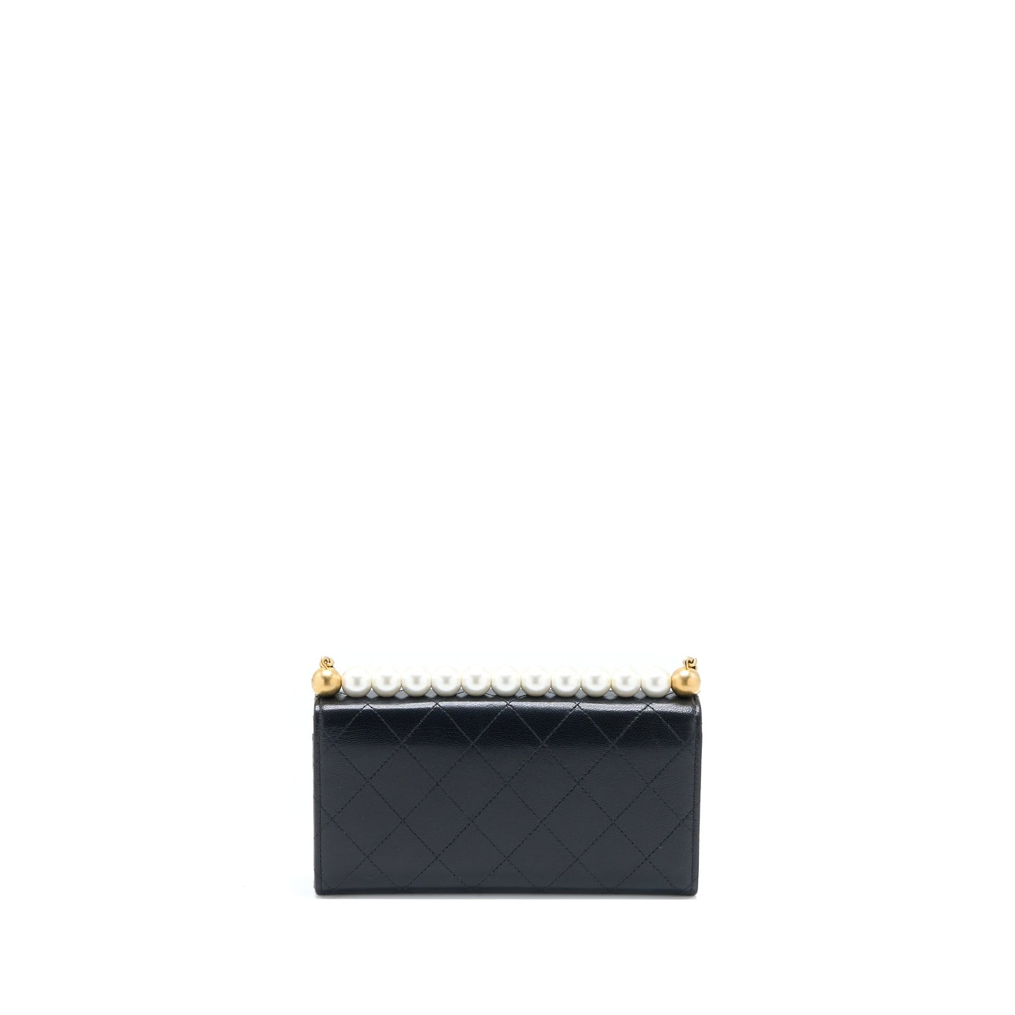 Chanel Pearl Flap Wallet on Chain Goatskin Black