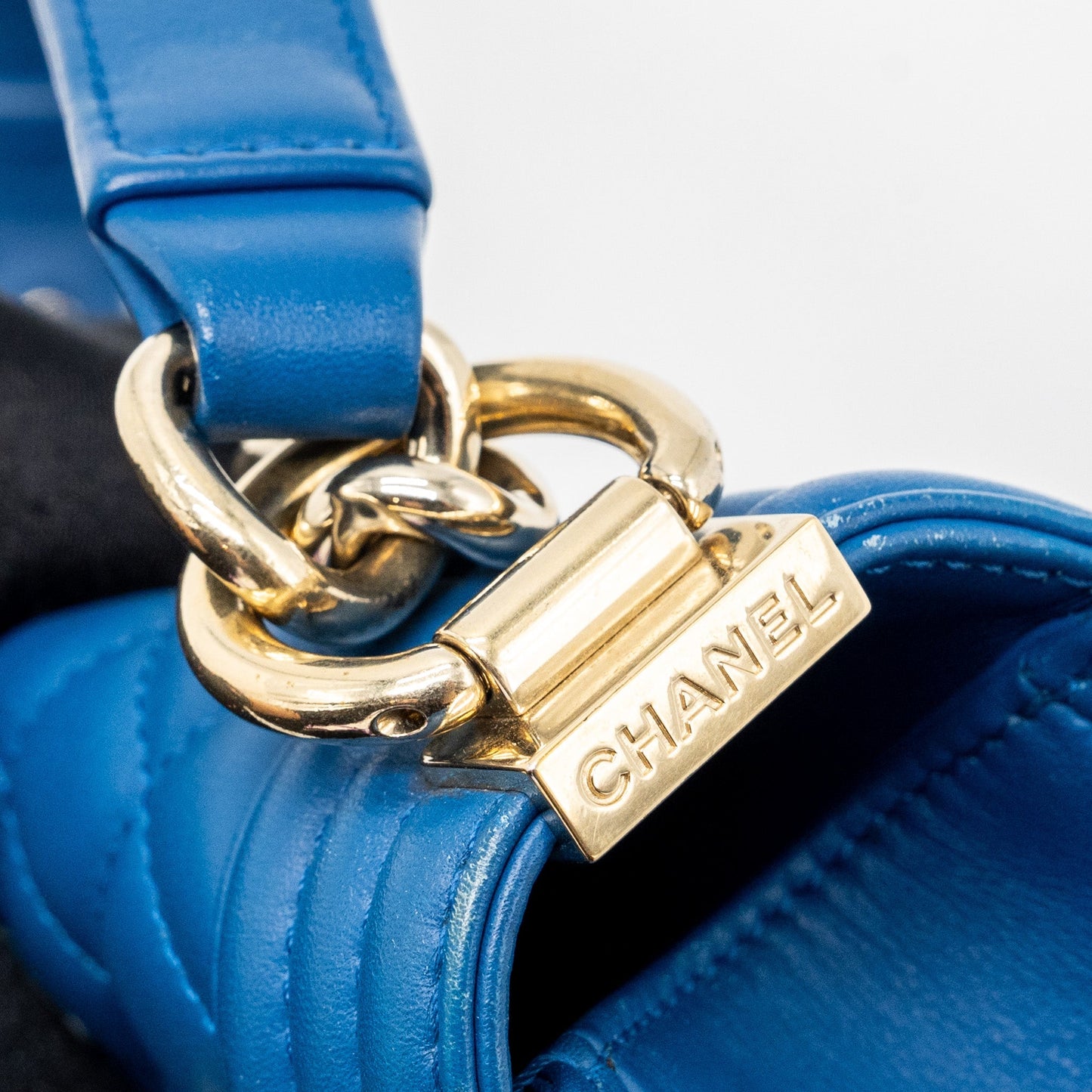 Chanel Small Boy Bag Calfskin Blue L