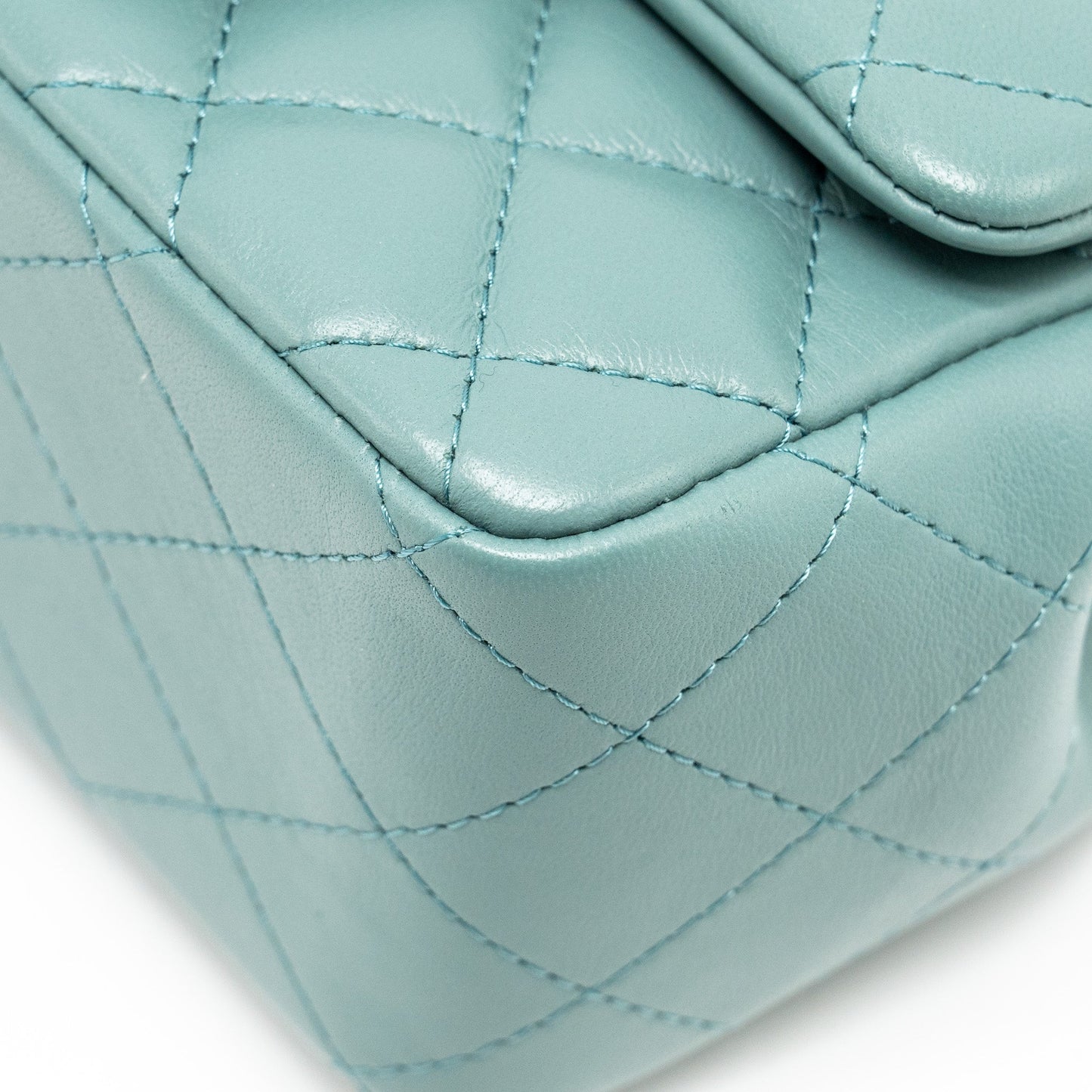 Chanel Mini Square Flap Bag Lambskin Green L (Microchip)