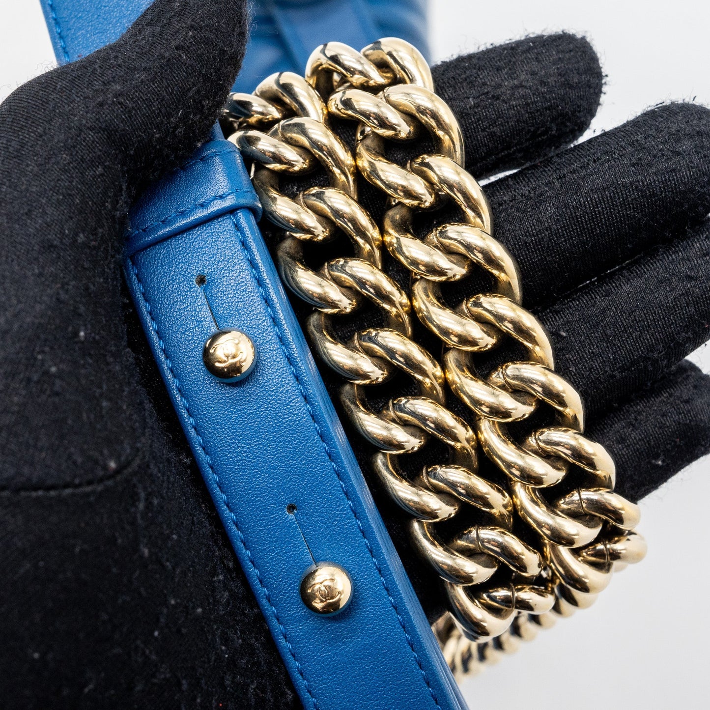 Chanel Small Boy Bag Calfskin Blue L