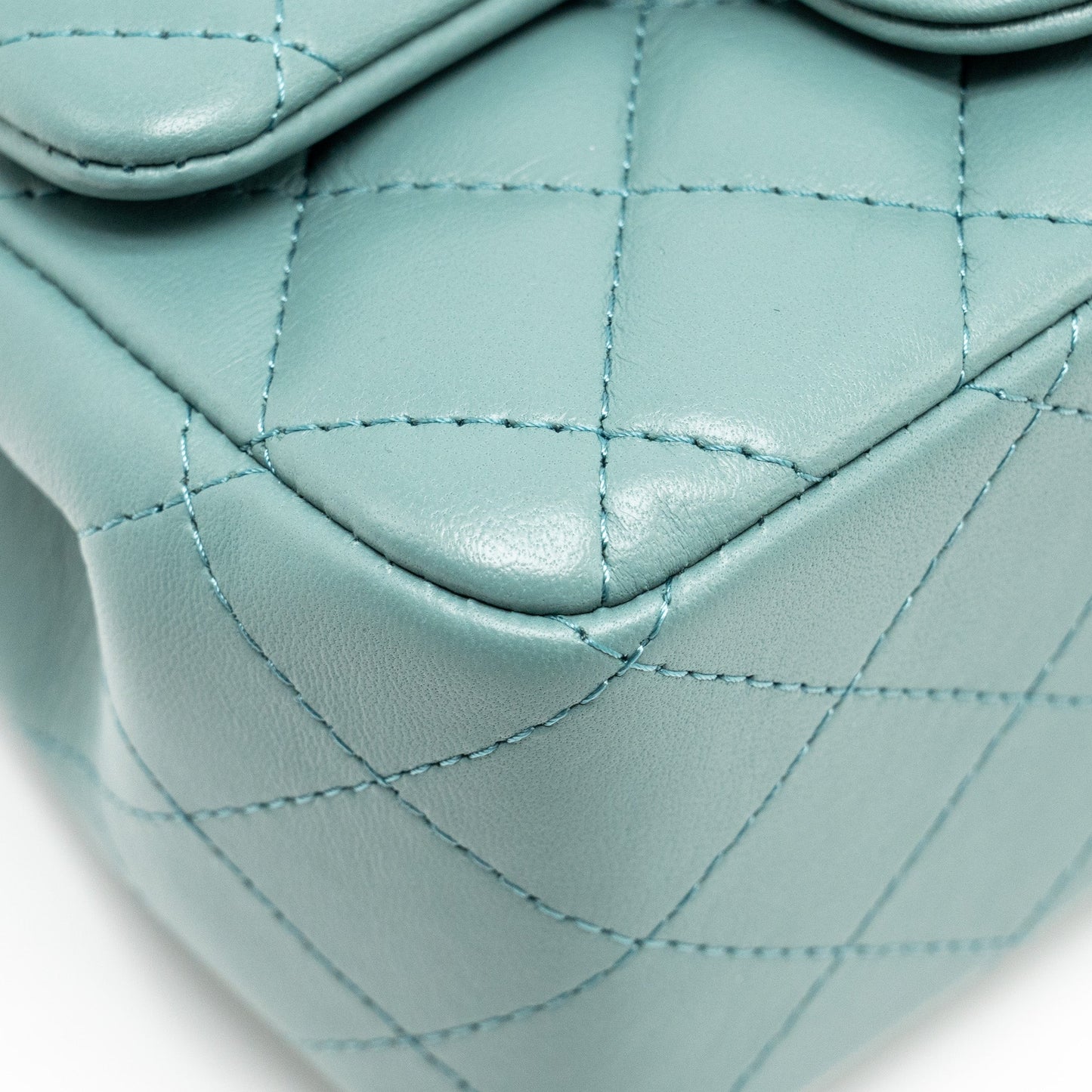 Chanel Mini Square Flap Bag Lambskin Green L (Microchip)