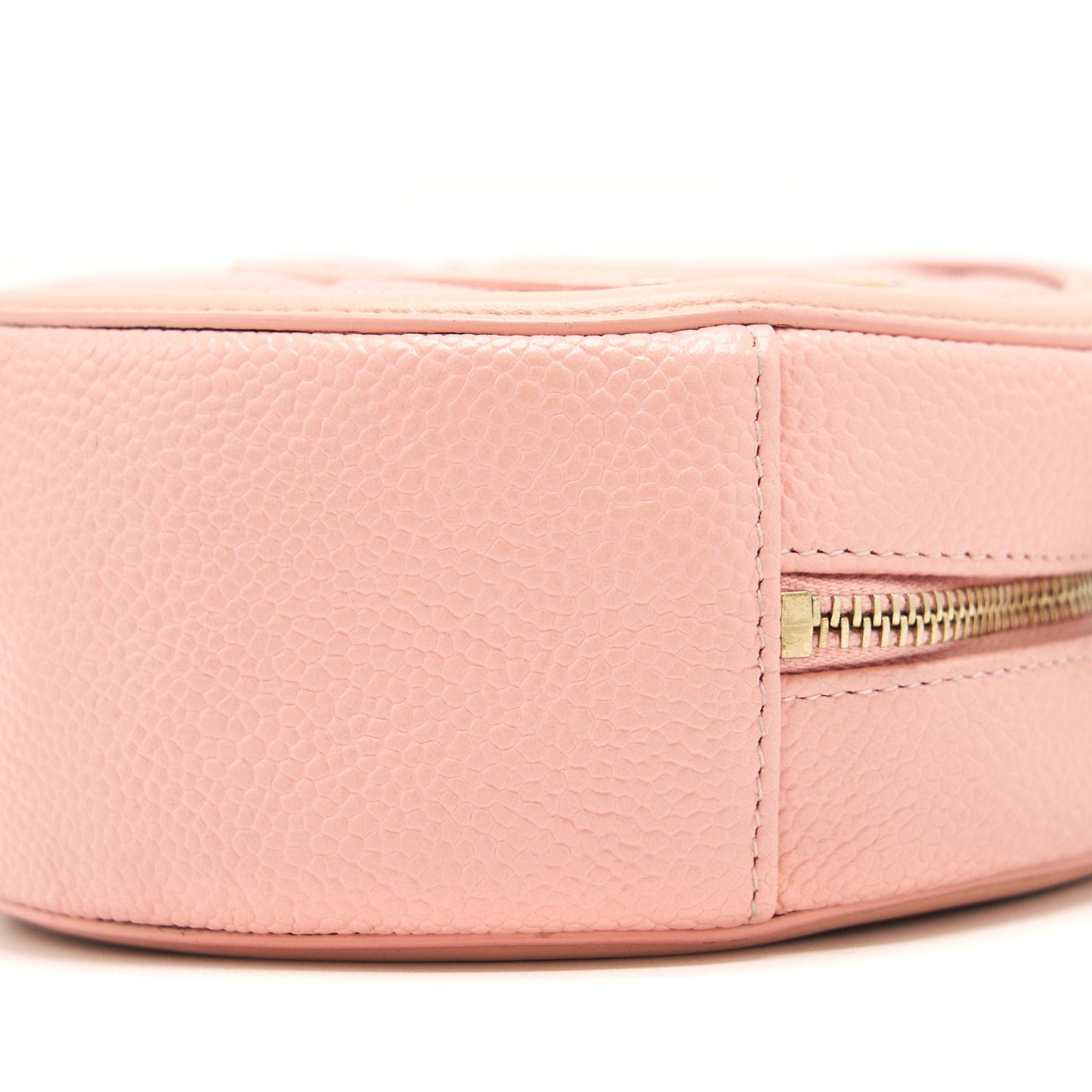 Chanel mini Round Vanity with chain caviar pink