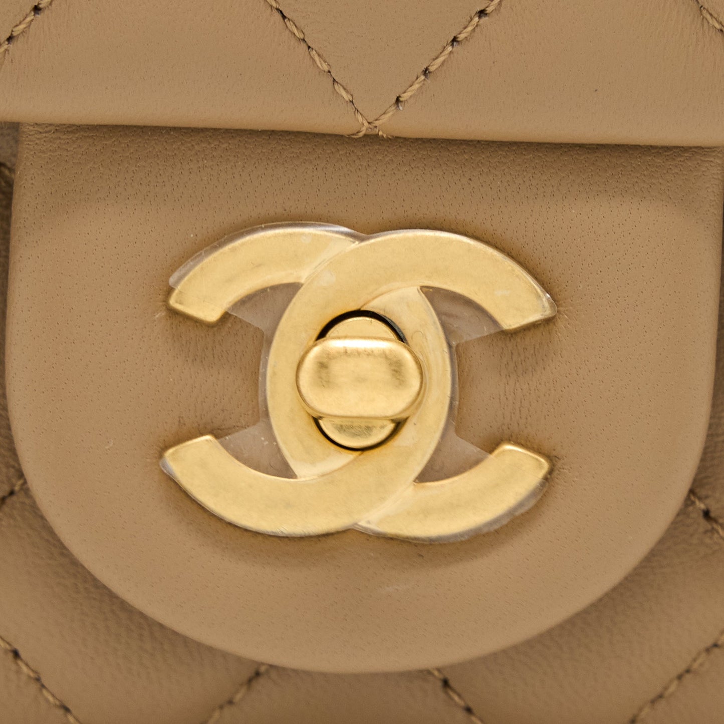Chanel 22S Pearl Crushed Mini Rectangular Lambskin Dark Beige (Microchip)