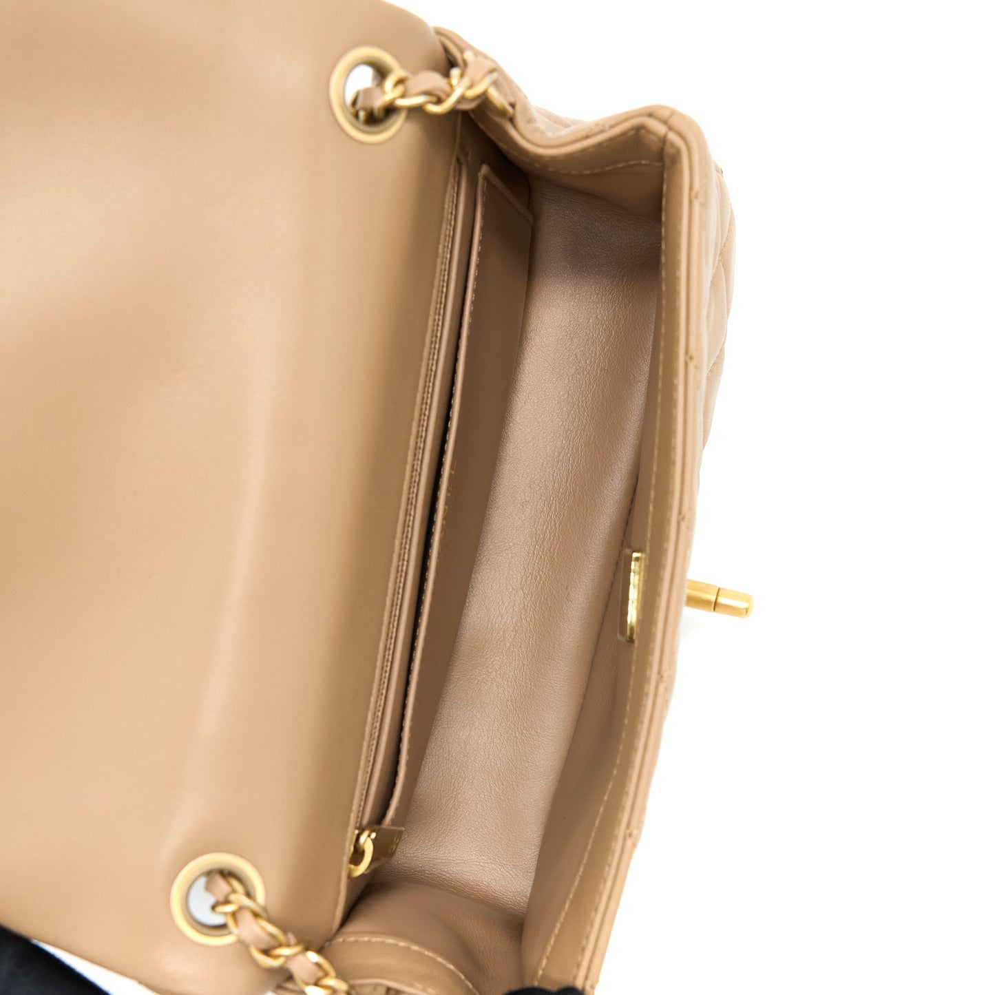 Chanel 22S Pearl Crushed Mini Rectangular Lambskin Dark Beige (Microchip)