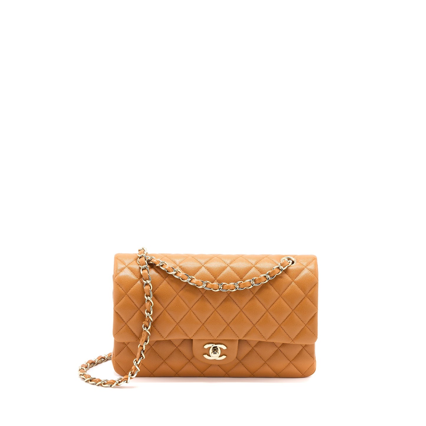 Chanel Medium Classic Double Flap Bag Caviar Caramel L (Microchip)