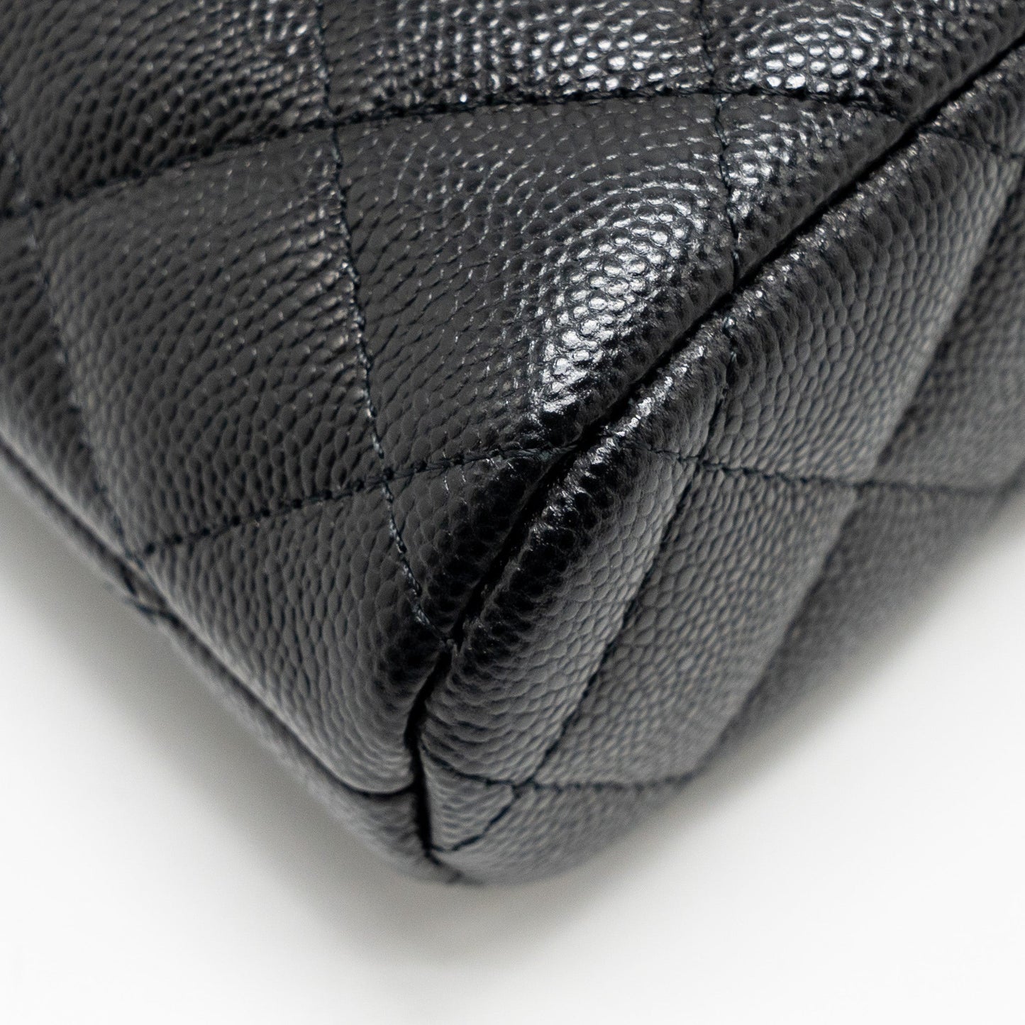 Chanel Classic CC Clutch with Chain Caviar Black L (Microchip)