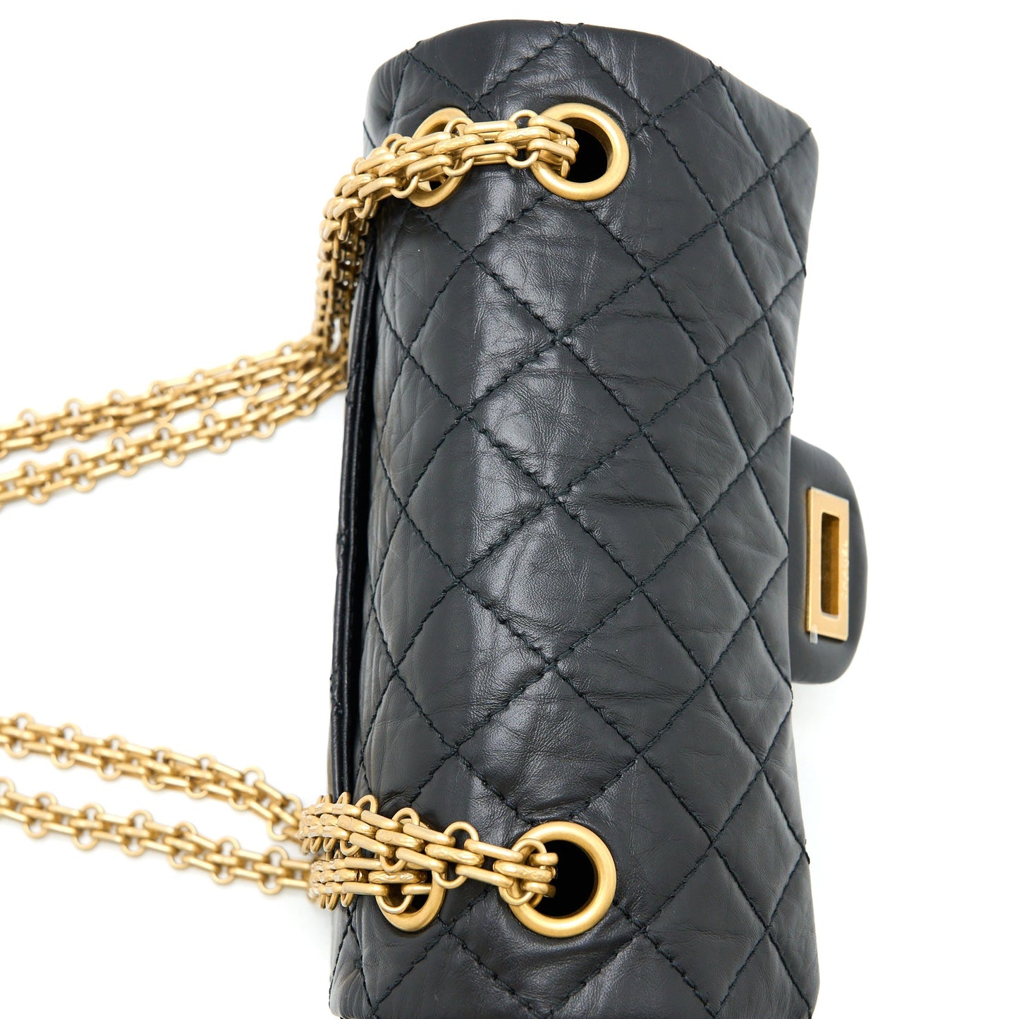 Chanel Mini Reissue 2.55 Flap Bag Aged Calfskin Black Brushed  (Microchip)