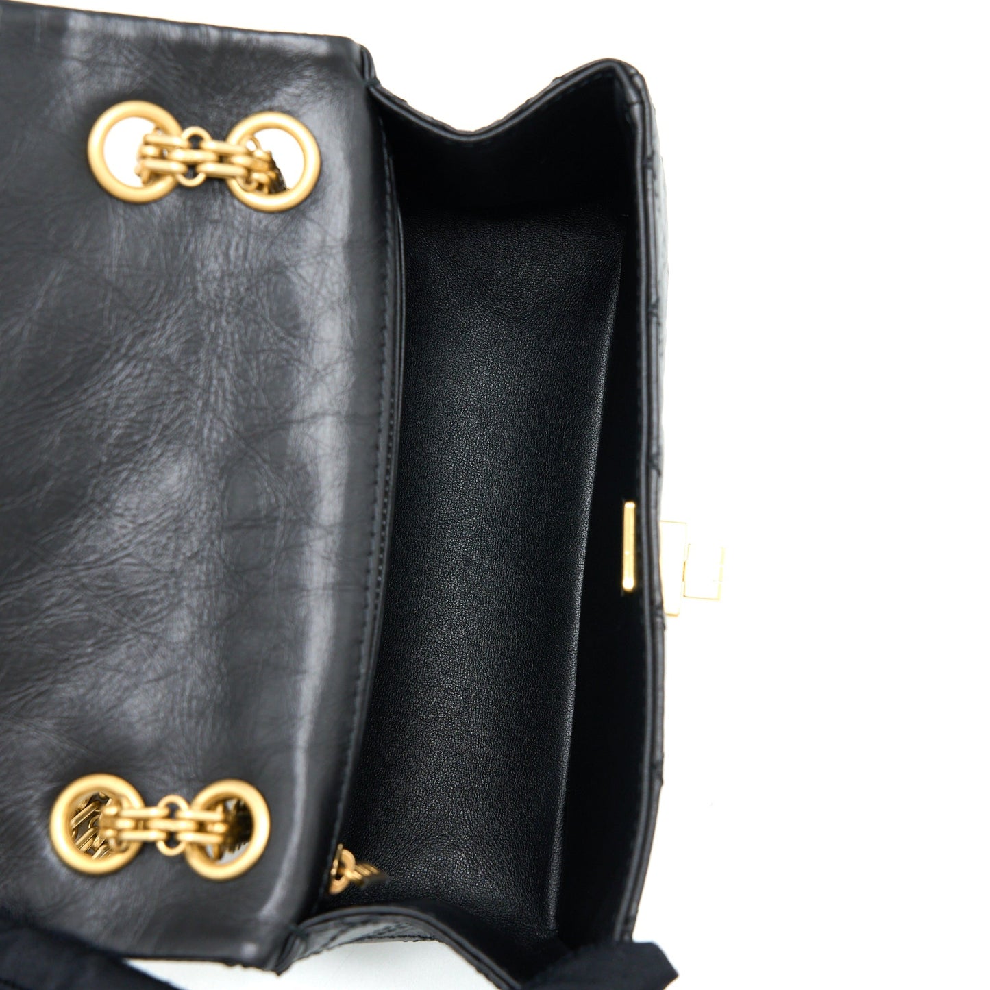 Chanel Mini Reissue 2.55 Flap Bag Aged Calfskin Black Brushed  (Microchip)