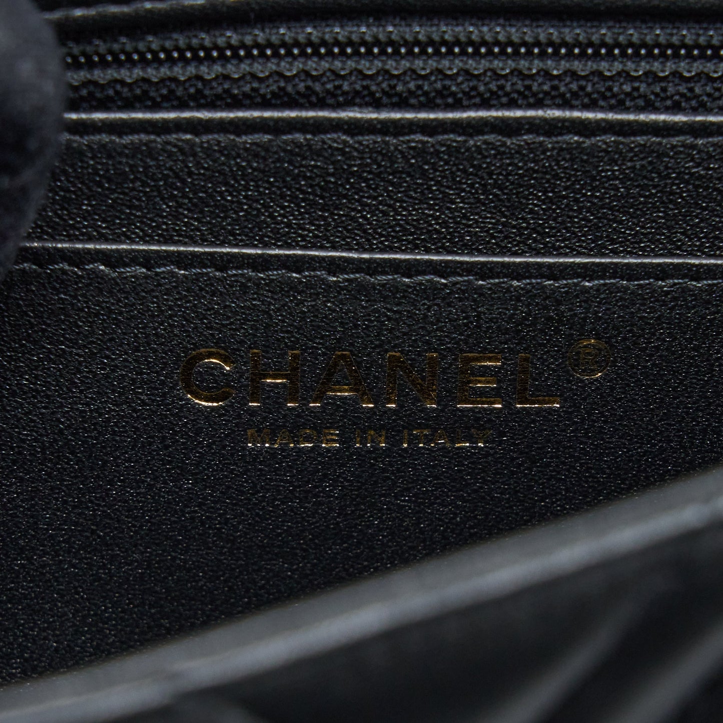 Chanel Mini Square Flap Bag Chevron Lambskin Black L