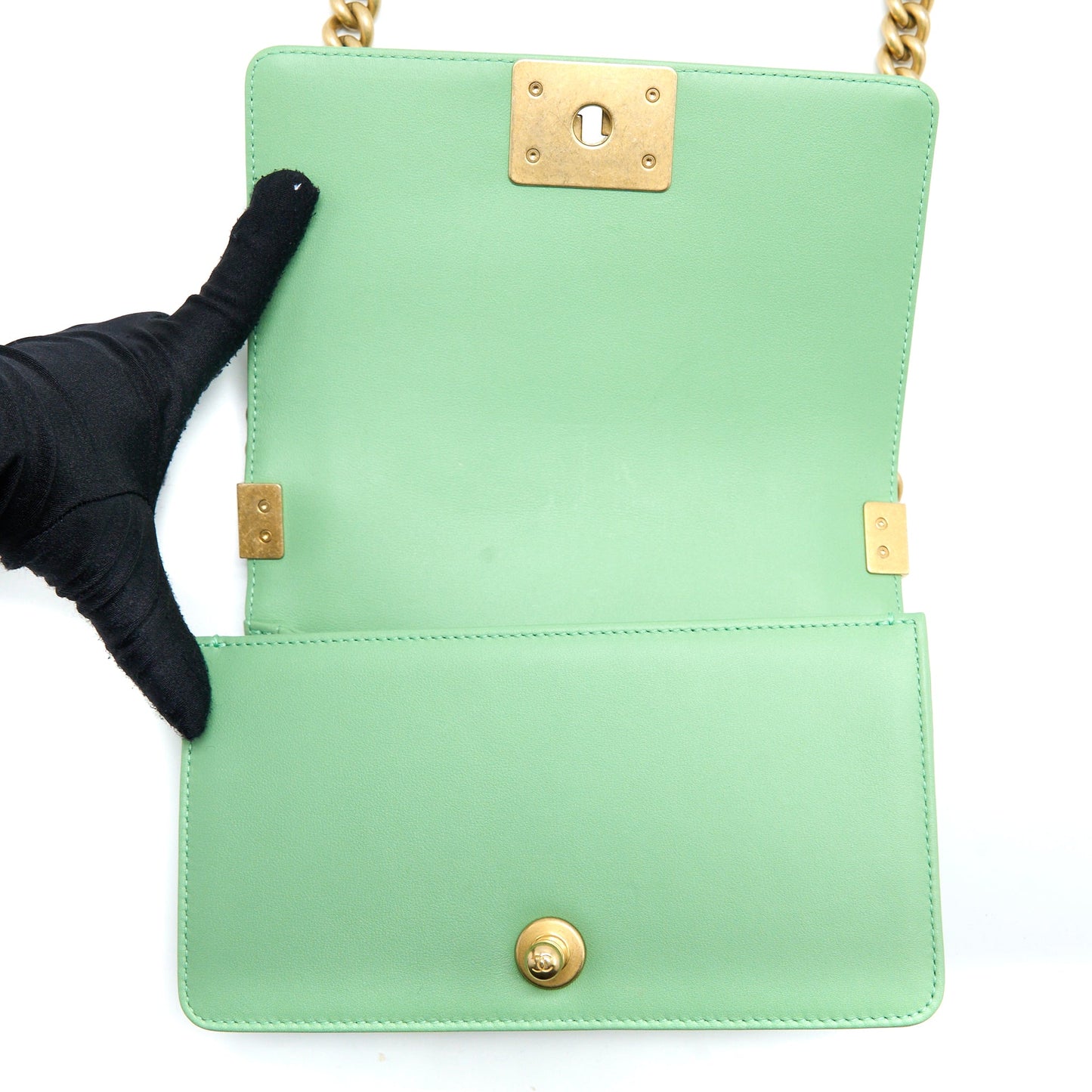 Chanel Small Boy Bag Calfskin Green