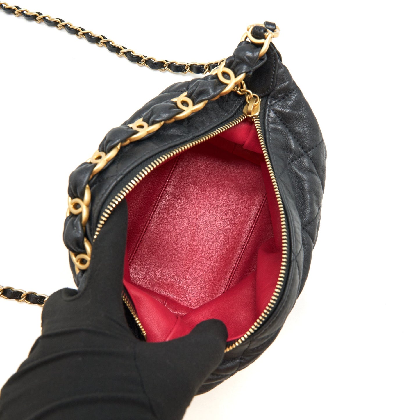 Chanel Hobo Crossbody Bag Lambskin Black