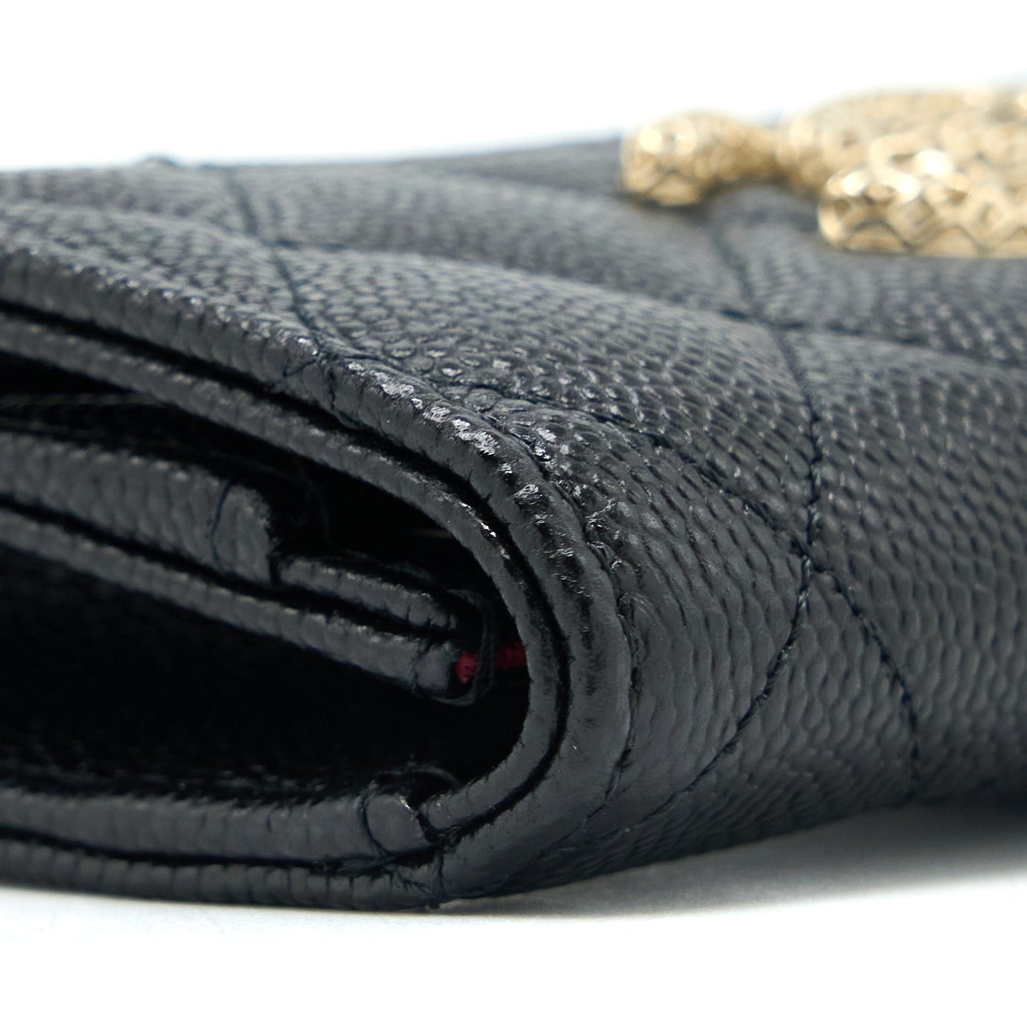 Chanel 23P Detailed Logo Flap Card Holder Caviar Black L (Microchip)