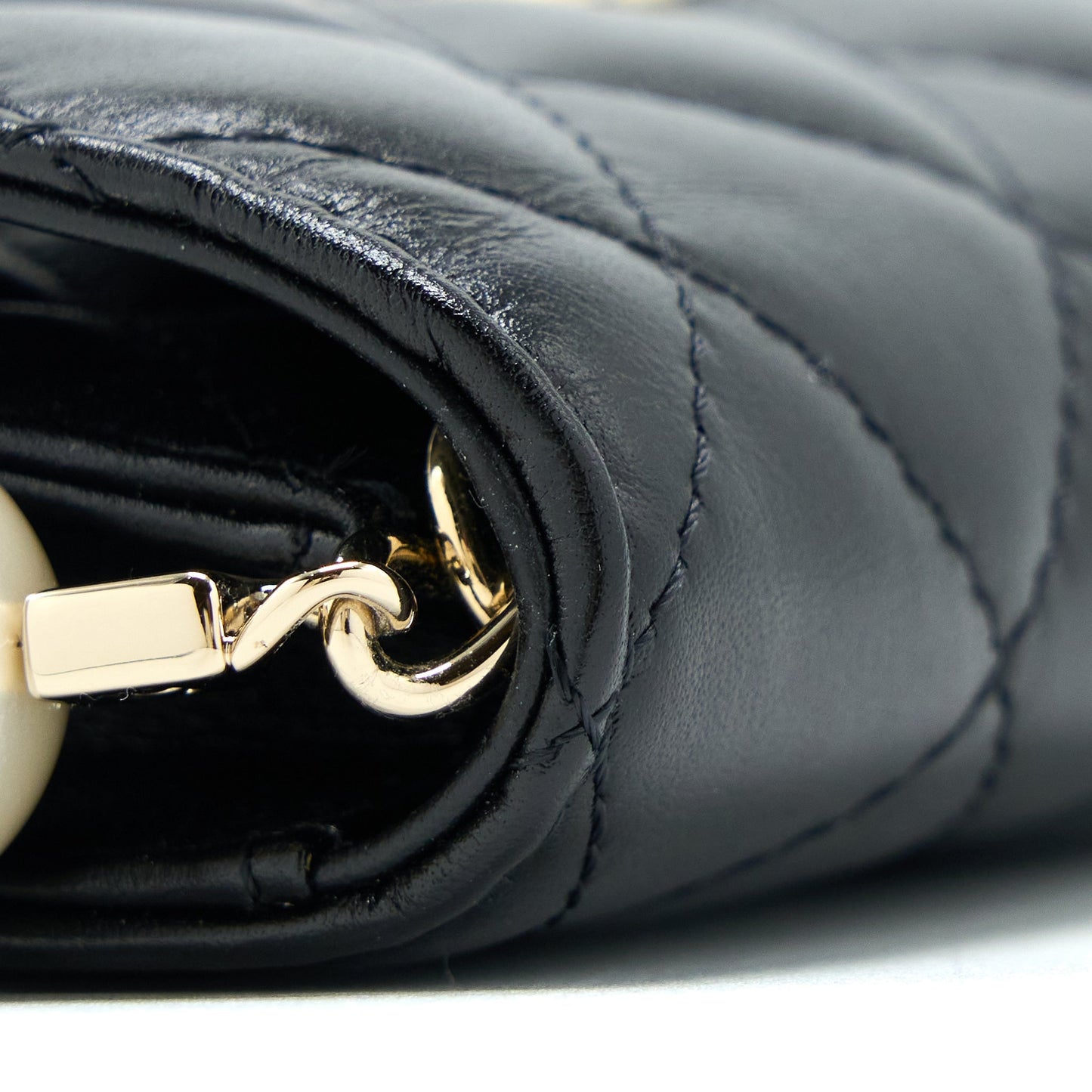 Chanel Mini Bag with Giant Pearl Chain Lambskin Black L