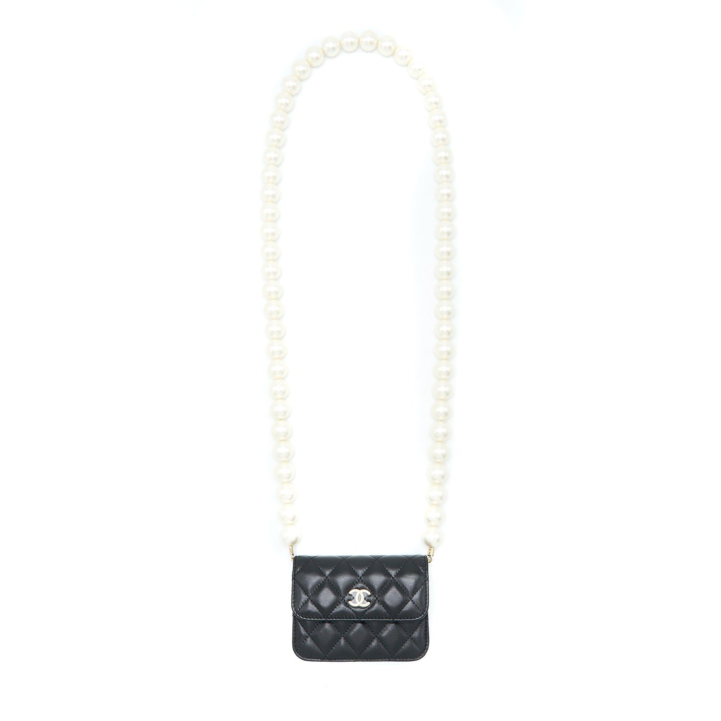 Chanel Mini Bag with Giant Pearl Chain Lambskin Black L