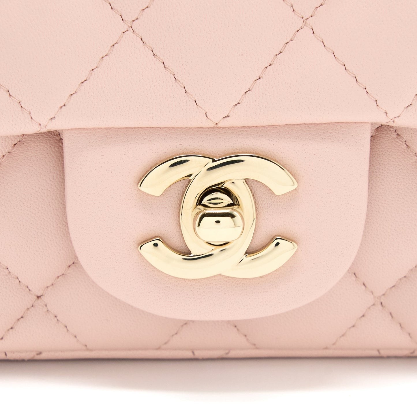 Chanel Mini Square Flap bag Lambskin Light Pink L (Microchip)