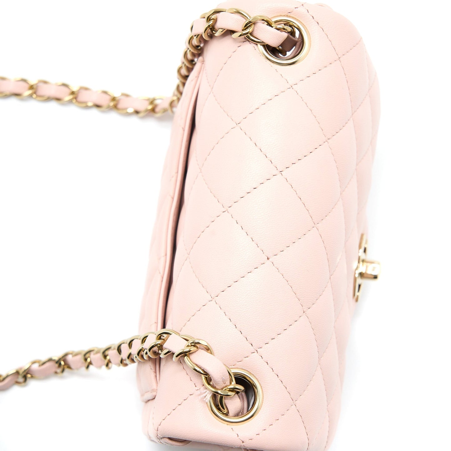 Chanel Mini Square Flap bag Lambskin Light Pink L (Microchip)