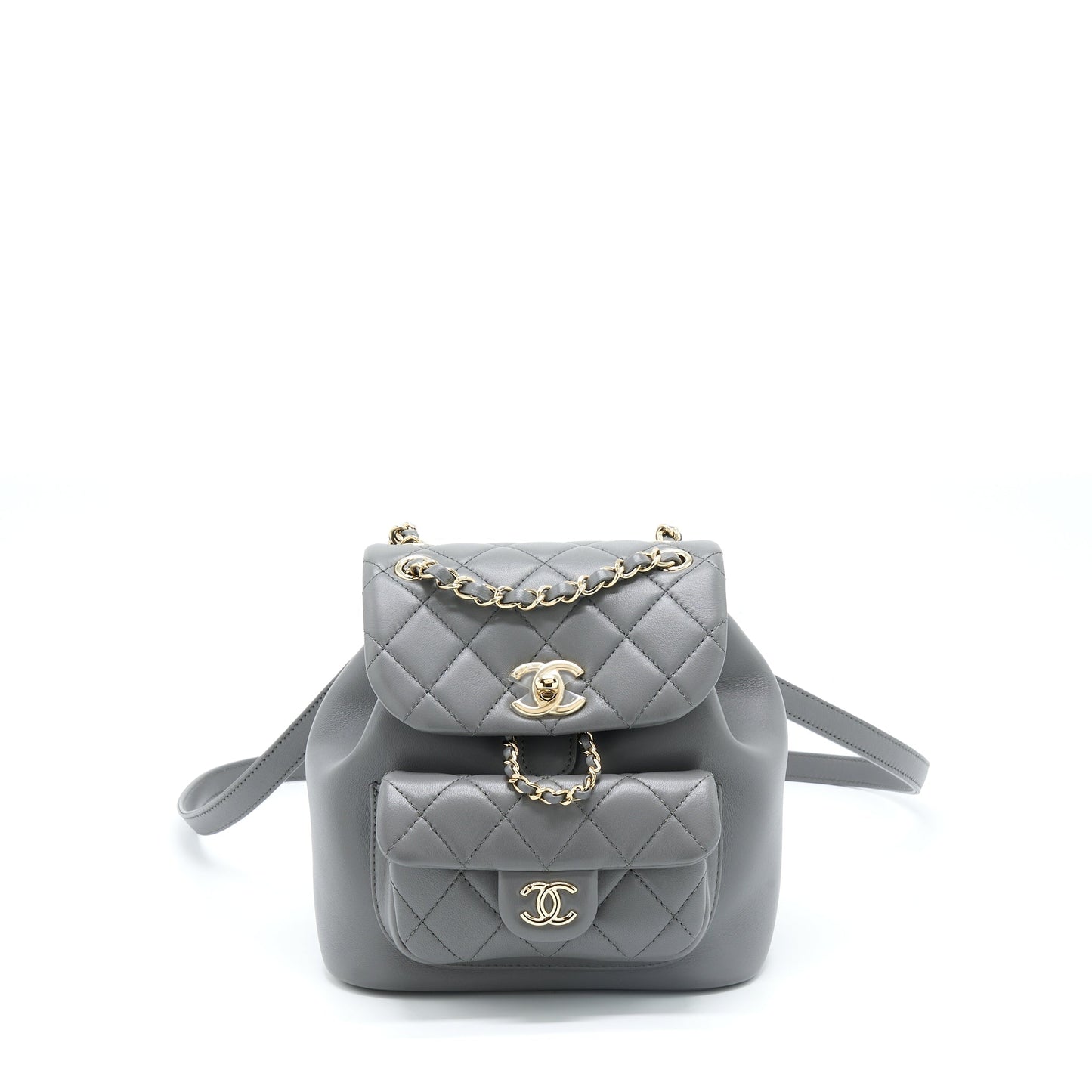 Chanel 22A Duma Backpack Lambskin Dark Grey L