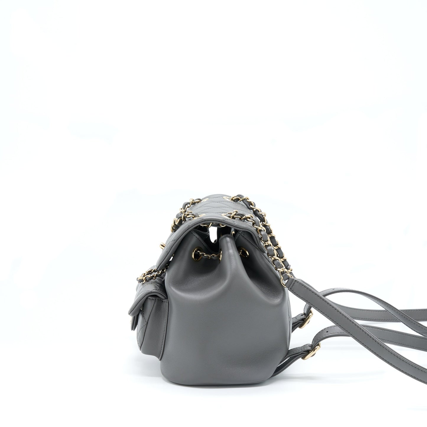 Chanel 22A Duma Backpack Lambskin Dark Grey L