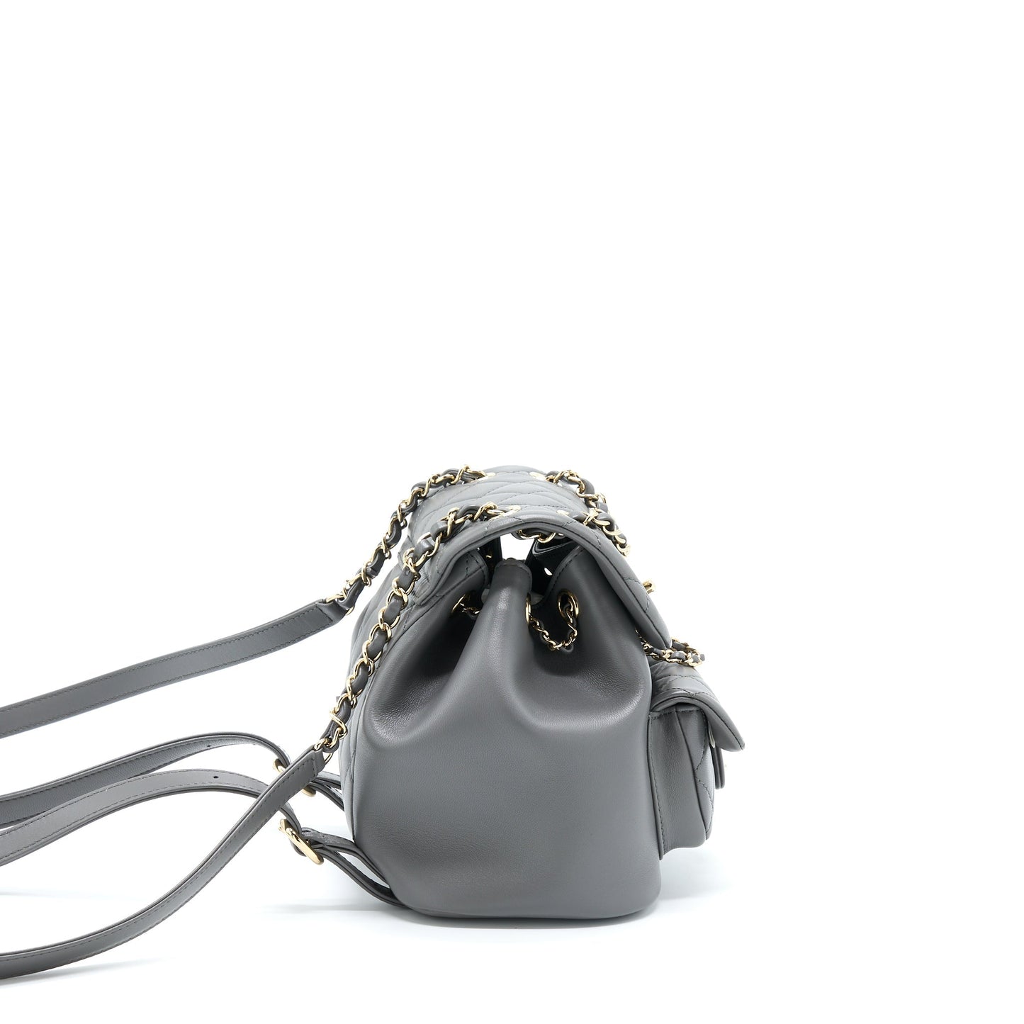 Chanel 22A Duma Backpack Lambskin Dark Grey L