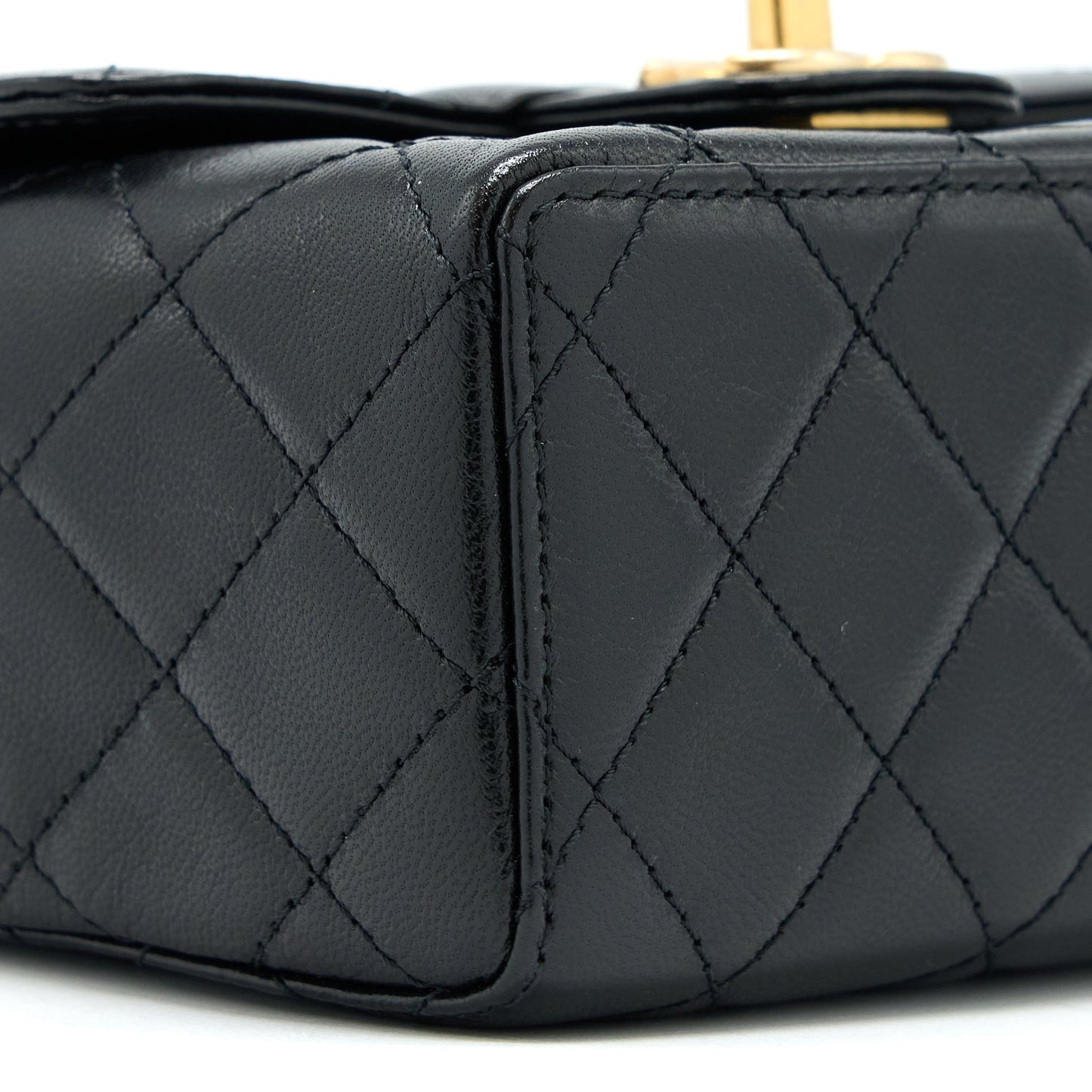Chanel 22K Retro Classic New Mini Square Flap Bag Goatskin Black (Microchip)