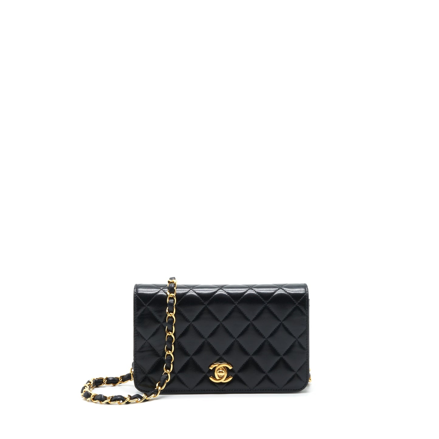 Chanel  Quilted Mini Flap Bag With Chain Lambskin Black