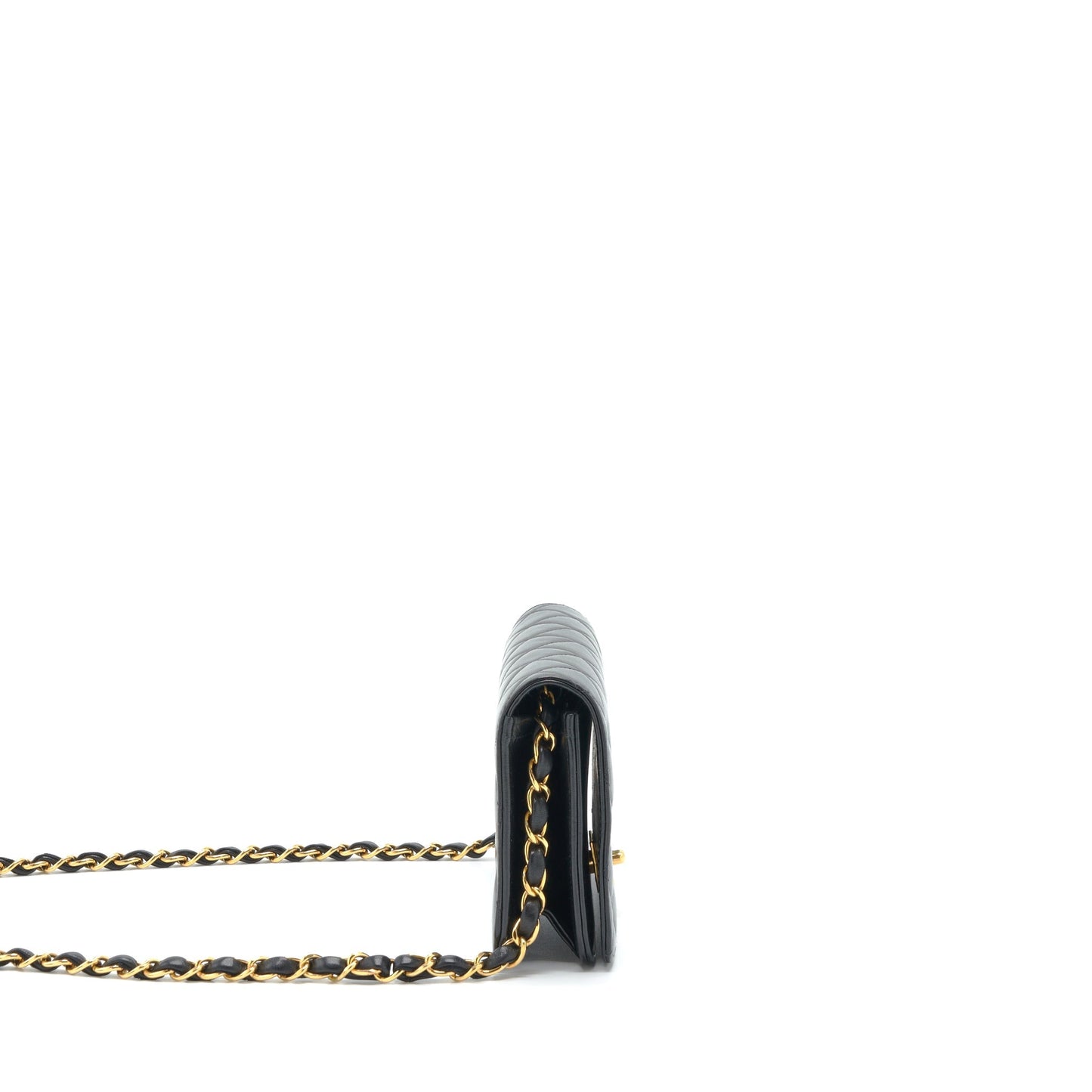 Chanel  Quilted Mini Flap Bag With Chain Lambskin Black