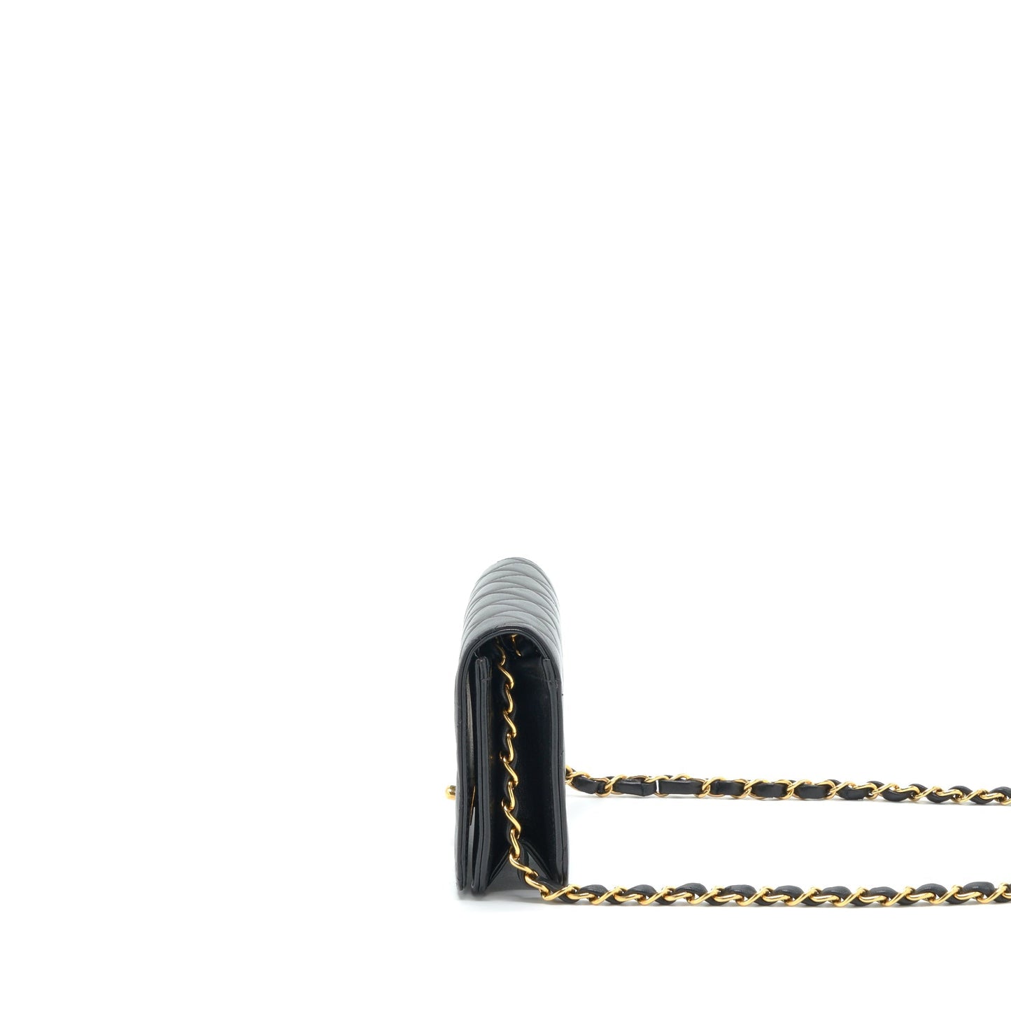 Chanel  Quilted Mini Flap Bag With Chain Lambskin Black