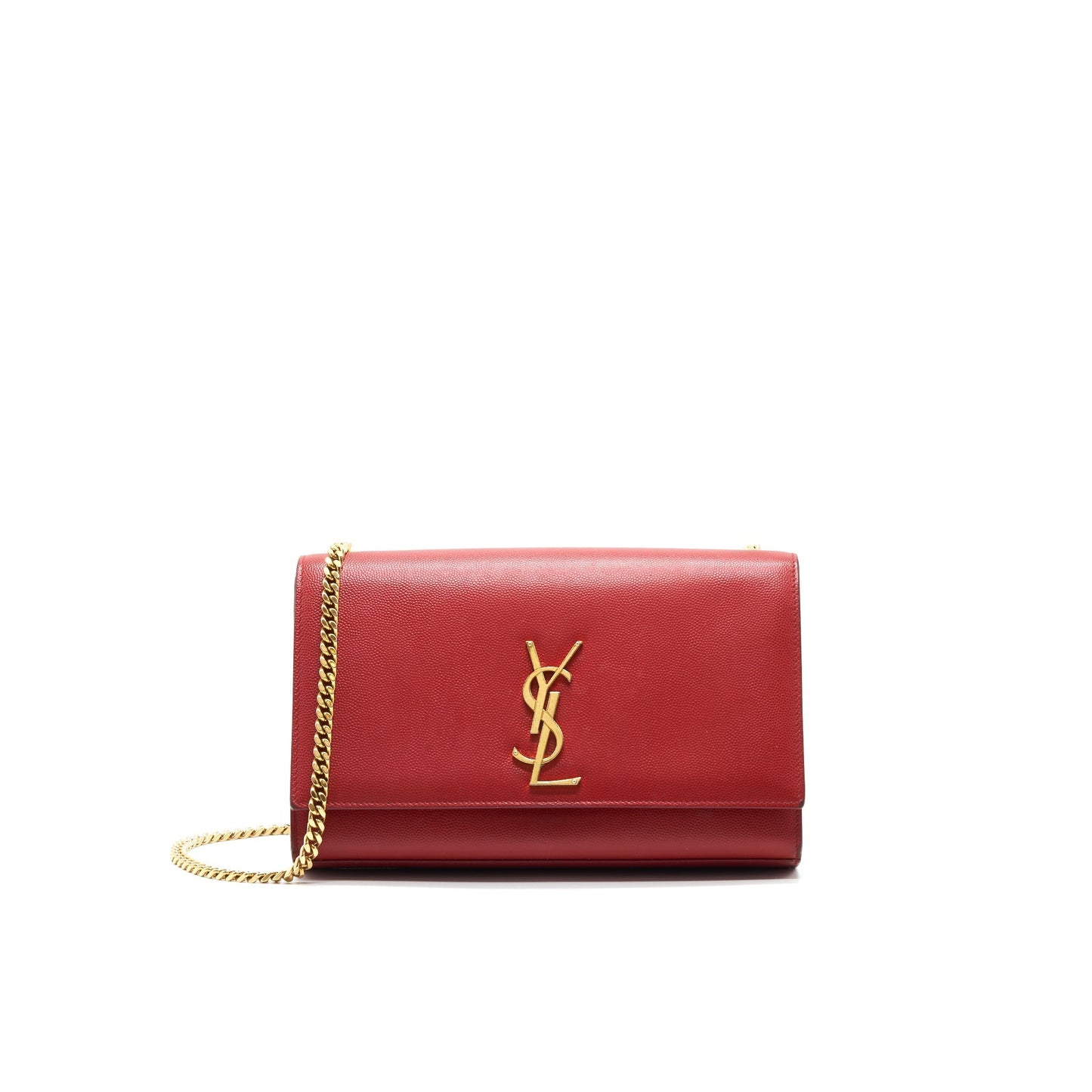 Saint Laurent / Grained Calfskin Medium Kate Purse Red