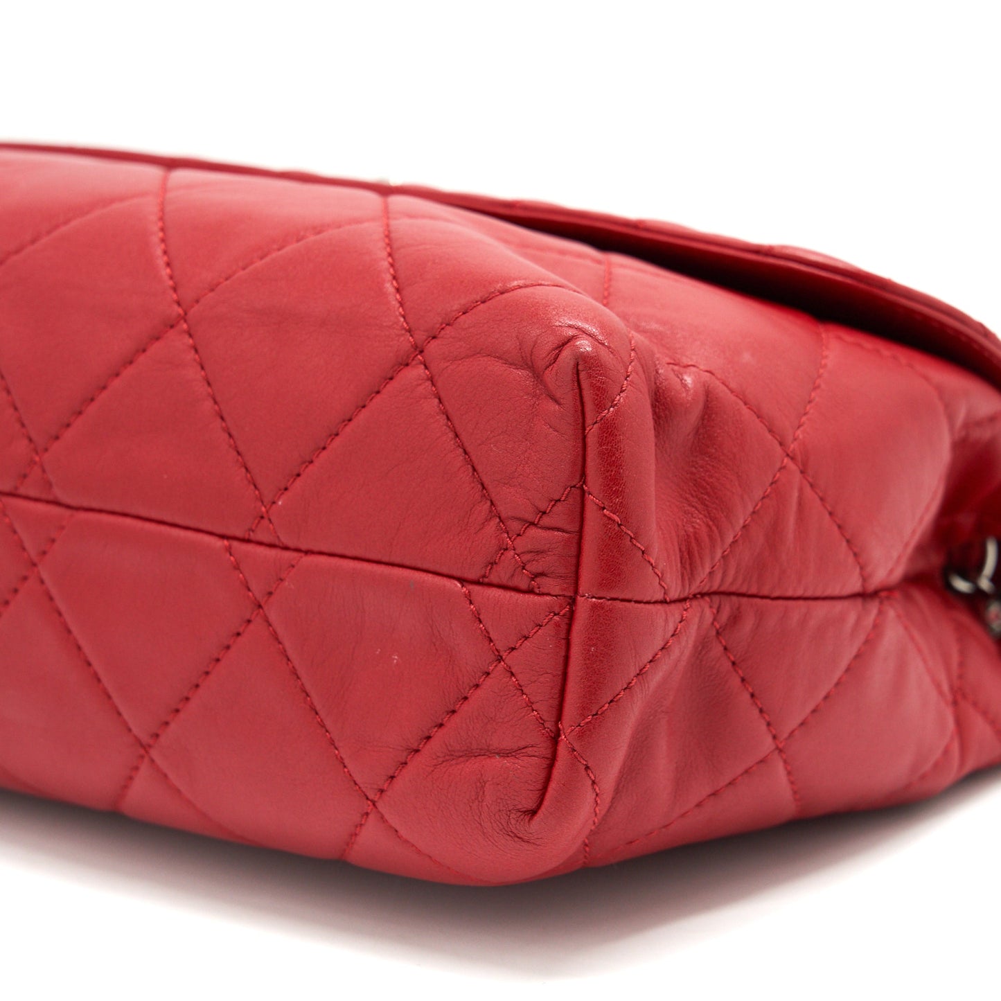 Chanel Quilted Large Flap Leather Bag With Chain Red