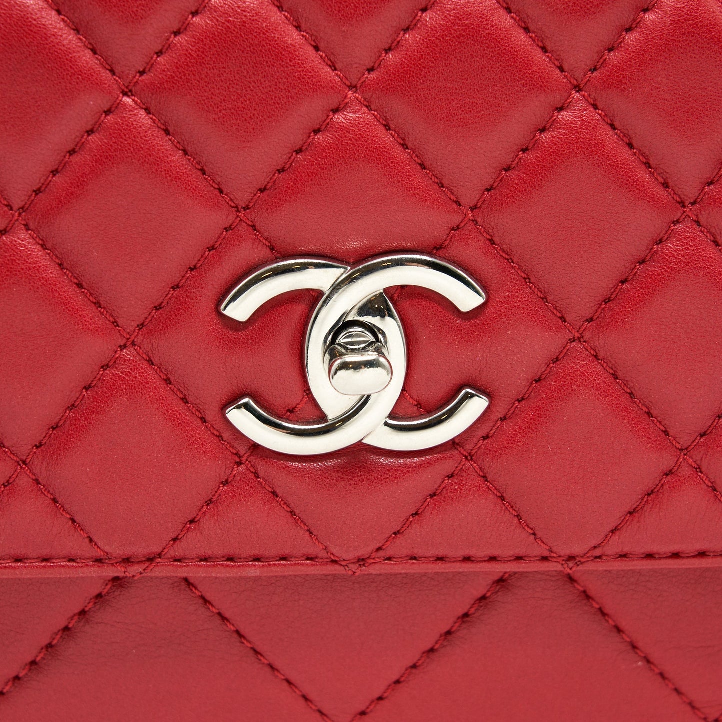Chanel Quilted Large Flap Leather Bag With Chain Red