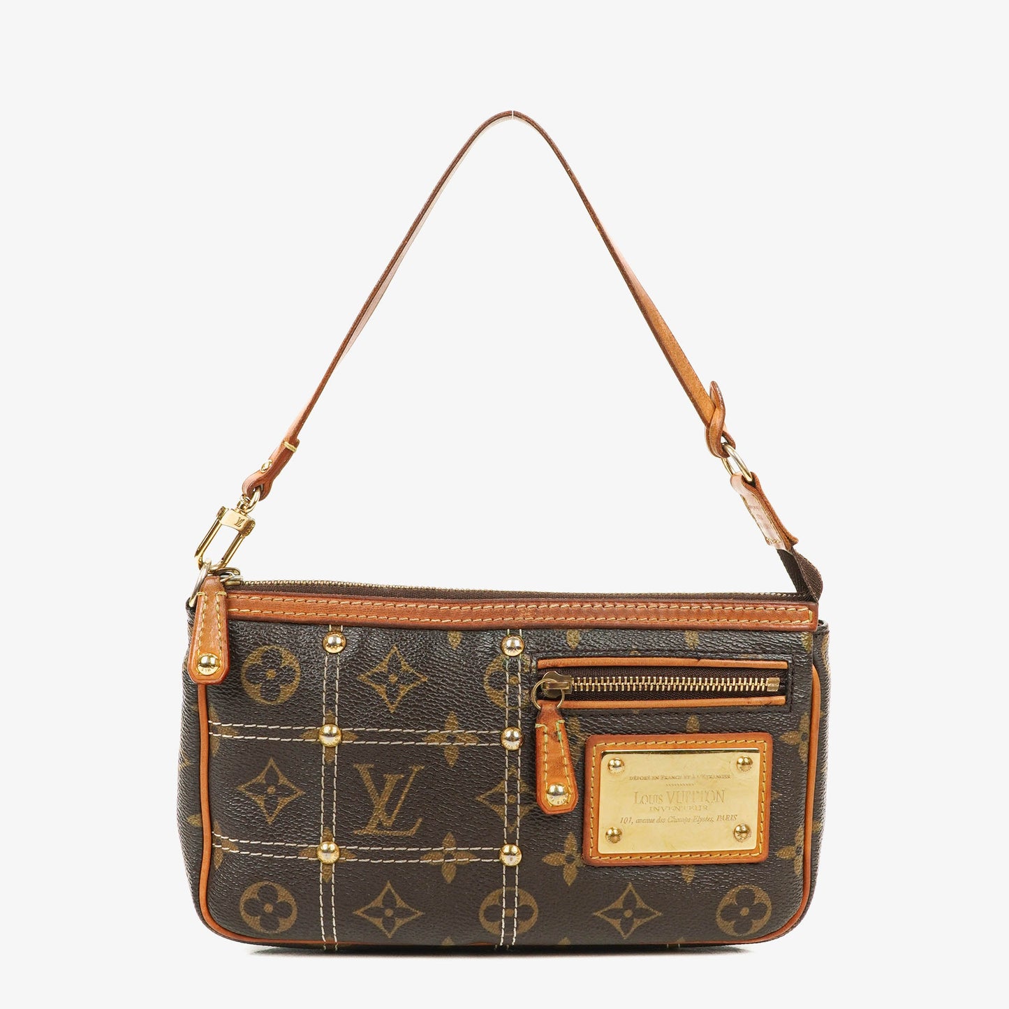 Louis Vuitton Monogram Coated Canvas Riveting Limited Edition Pochette Accessories Clutch Bag